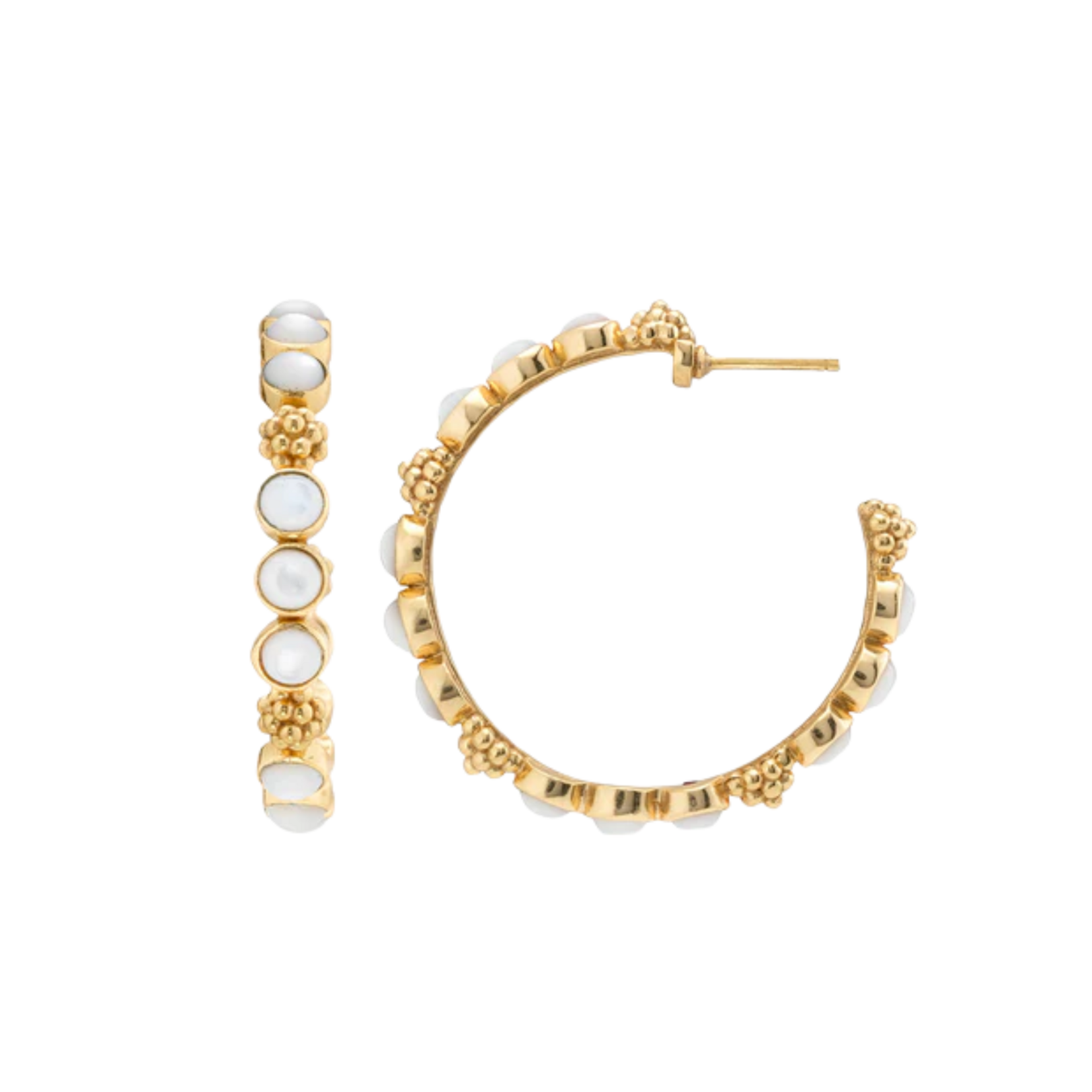 Juliska Capucine de Wulf Berry Gem Medium Hoop Earrings MOP