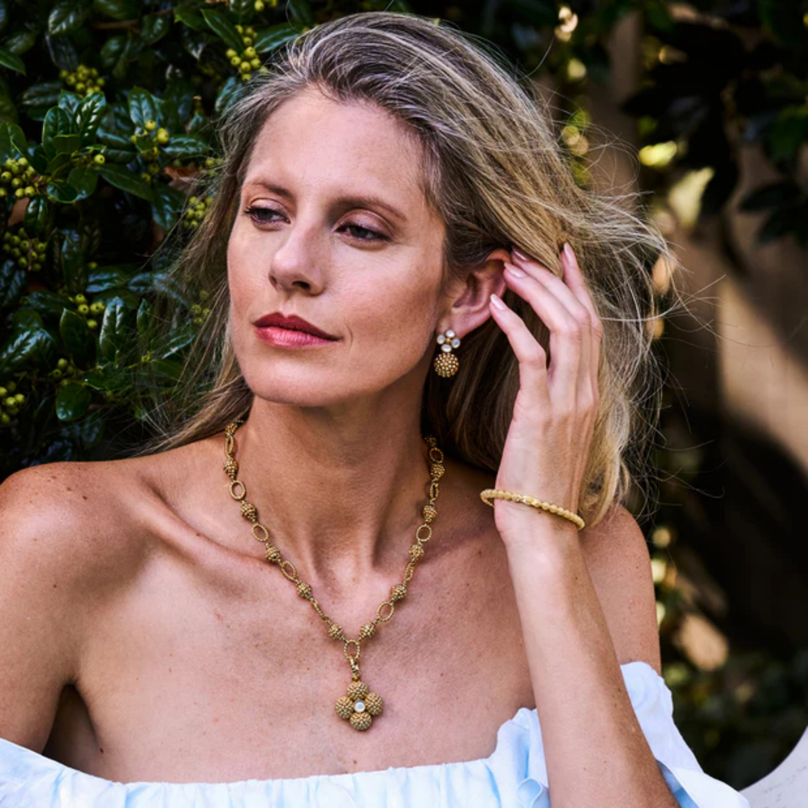 Juliska Capucine de Wulf Berry Clover Drop Earrings MOP