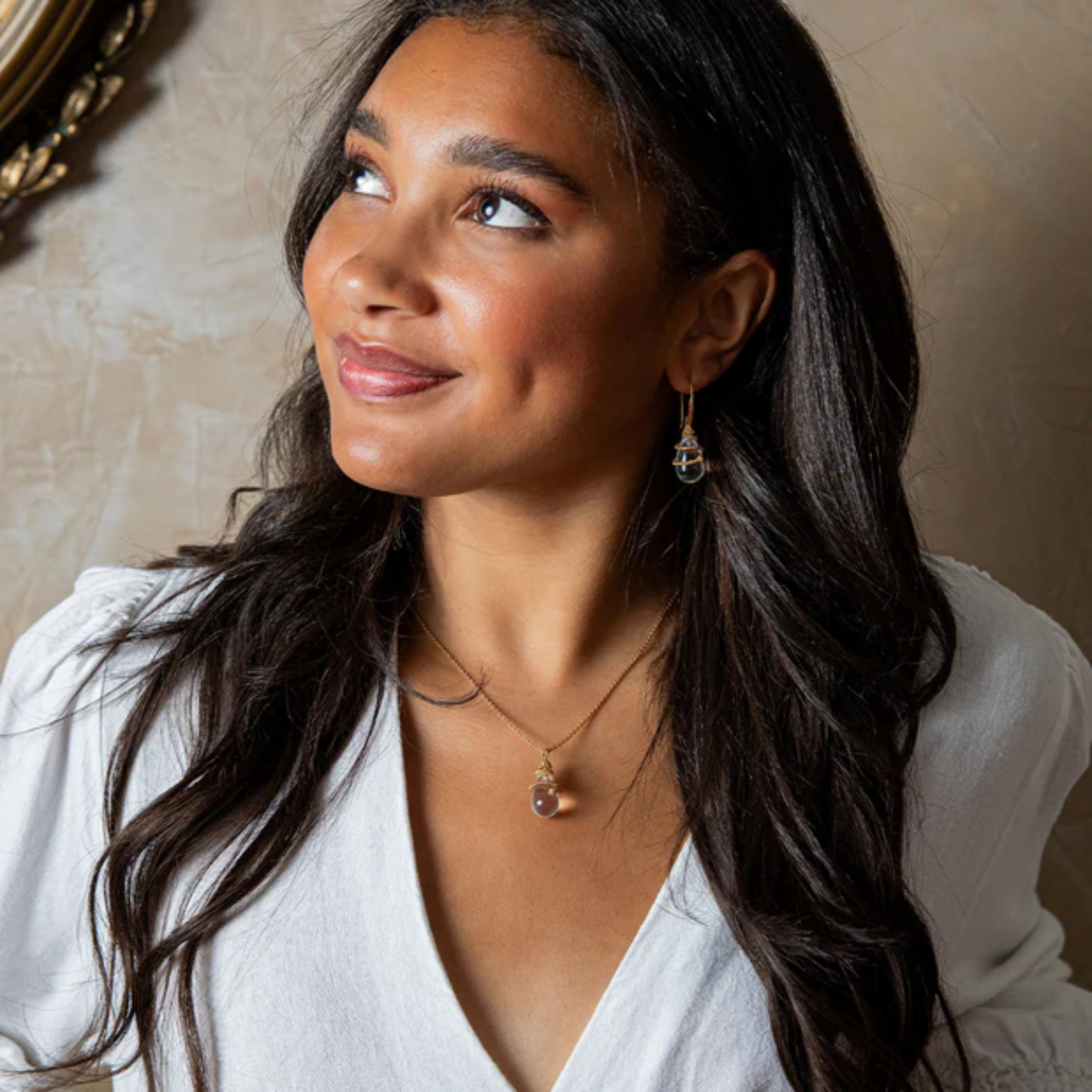 Capucine de Wulf Lily Charm Necklace Clear Quartz