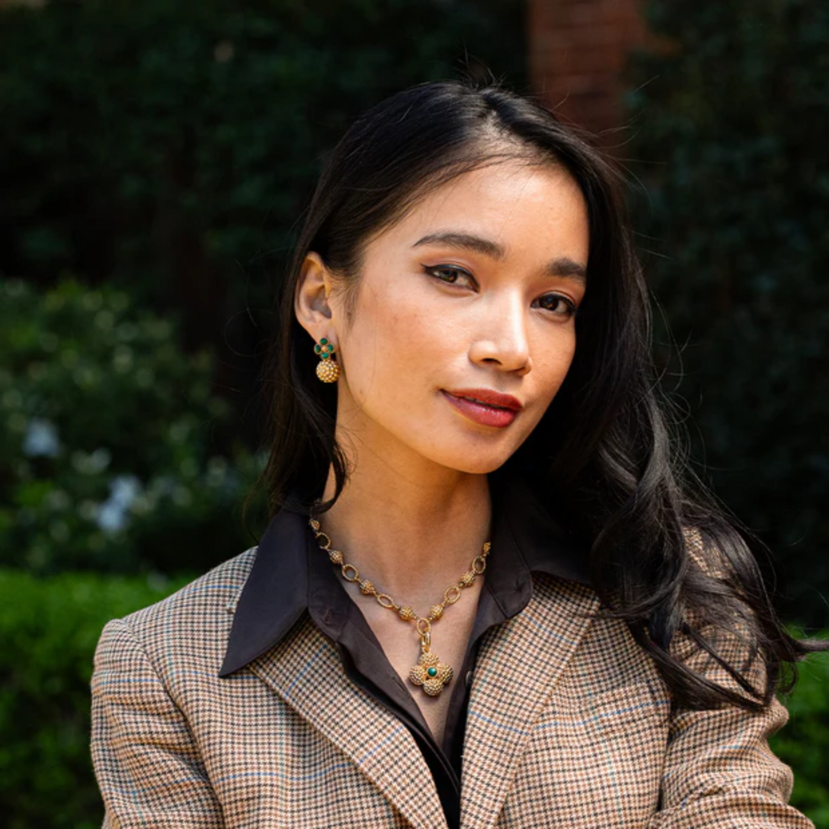 Capucine de Wulf Berry Clover Drop Earring Malachite