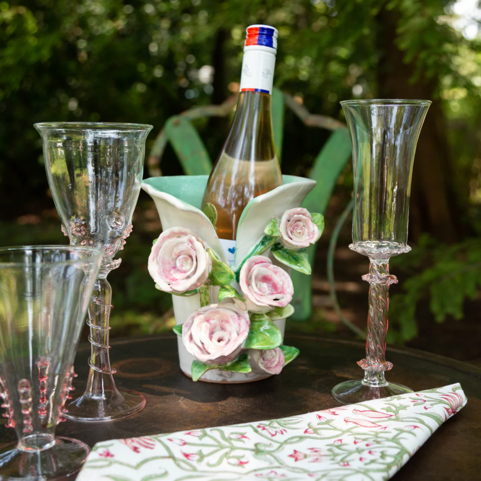 White Vase with Pink Roses
