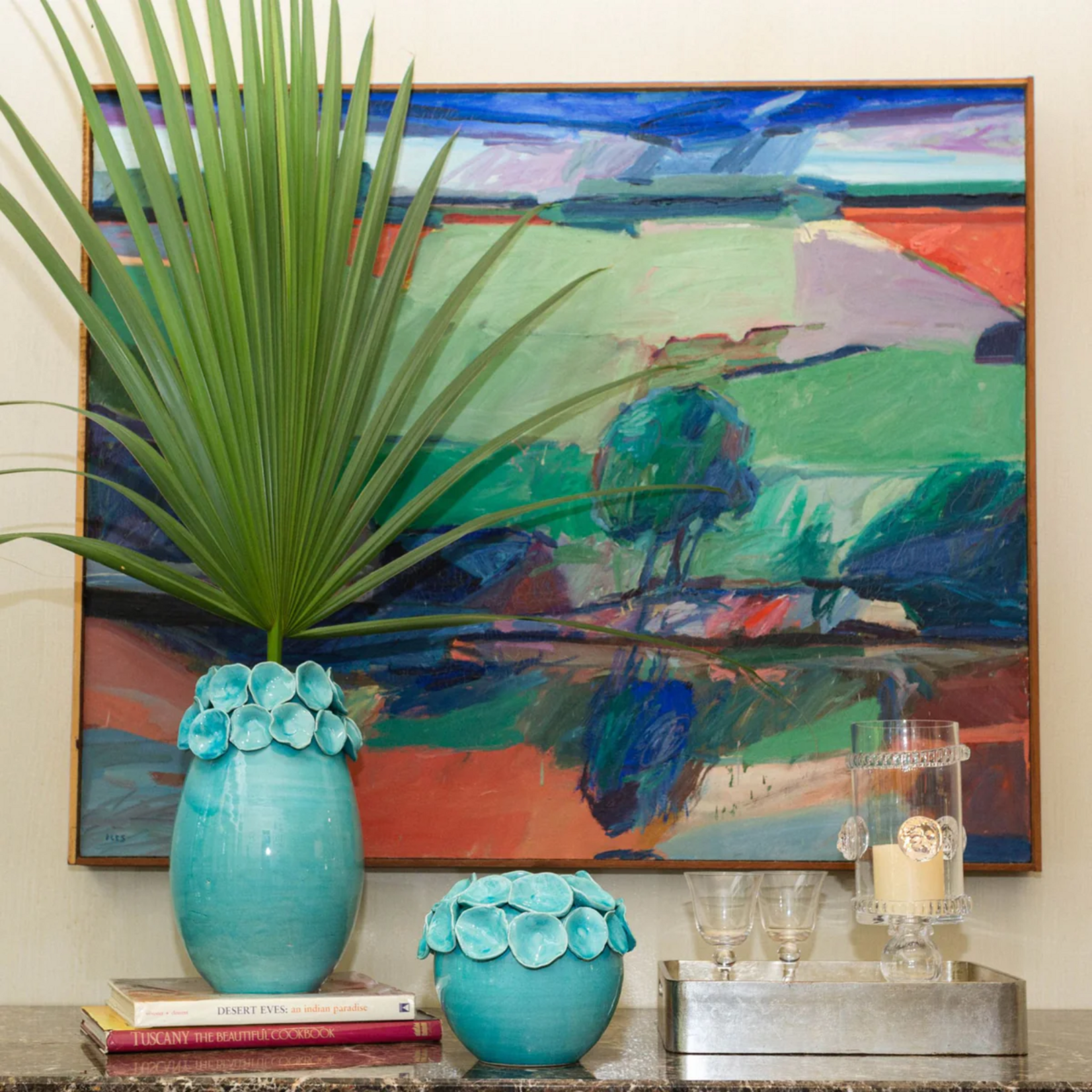 Abigails Vase with Petals Turquoise