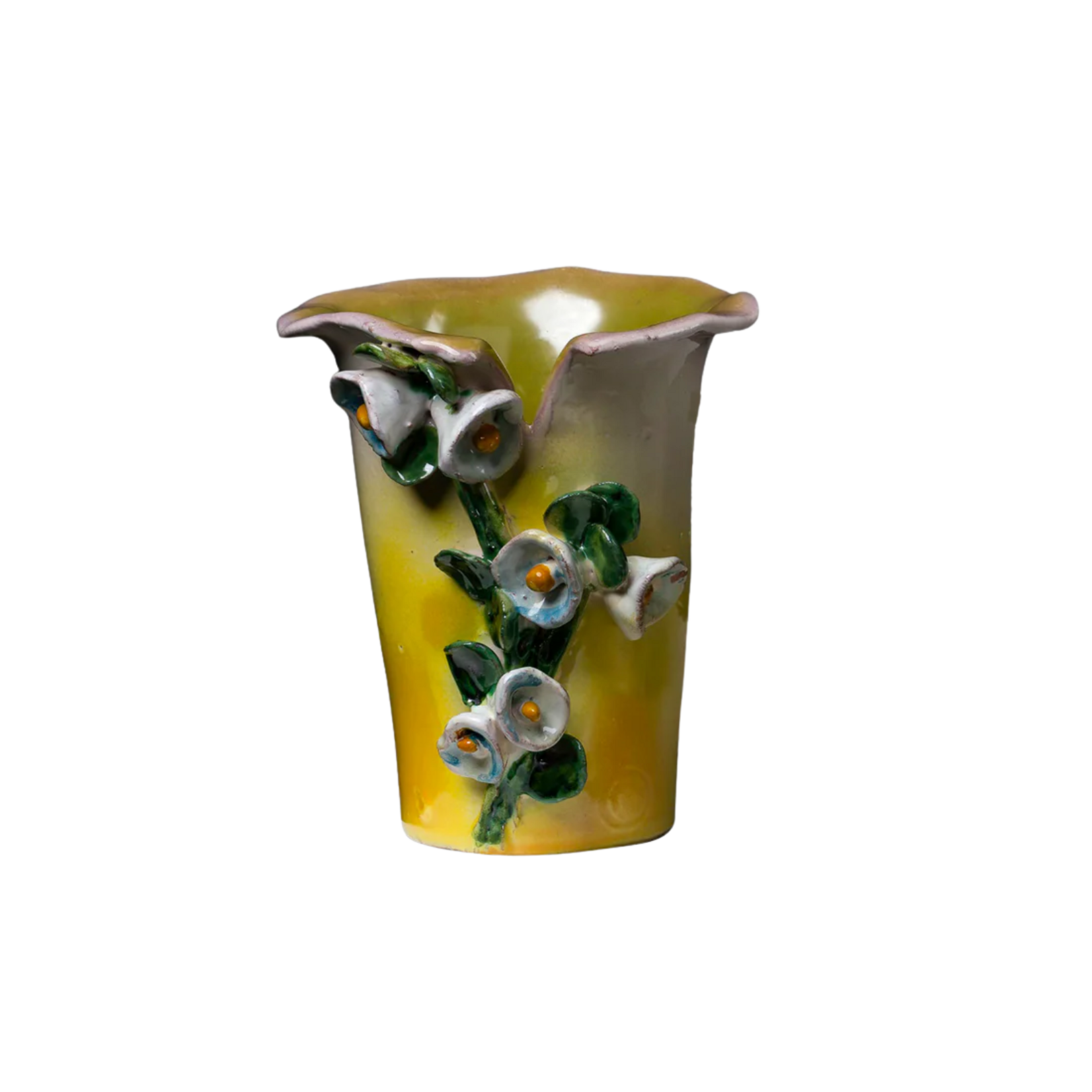 Abigails Small White Vase with Blue Bells