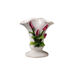 Small White Vase with Pink Tulips