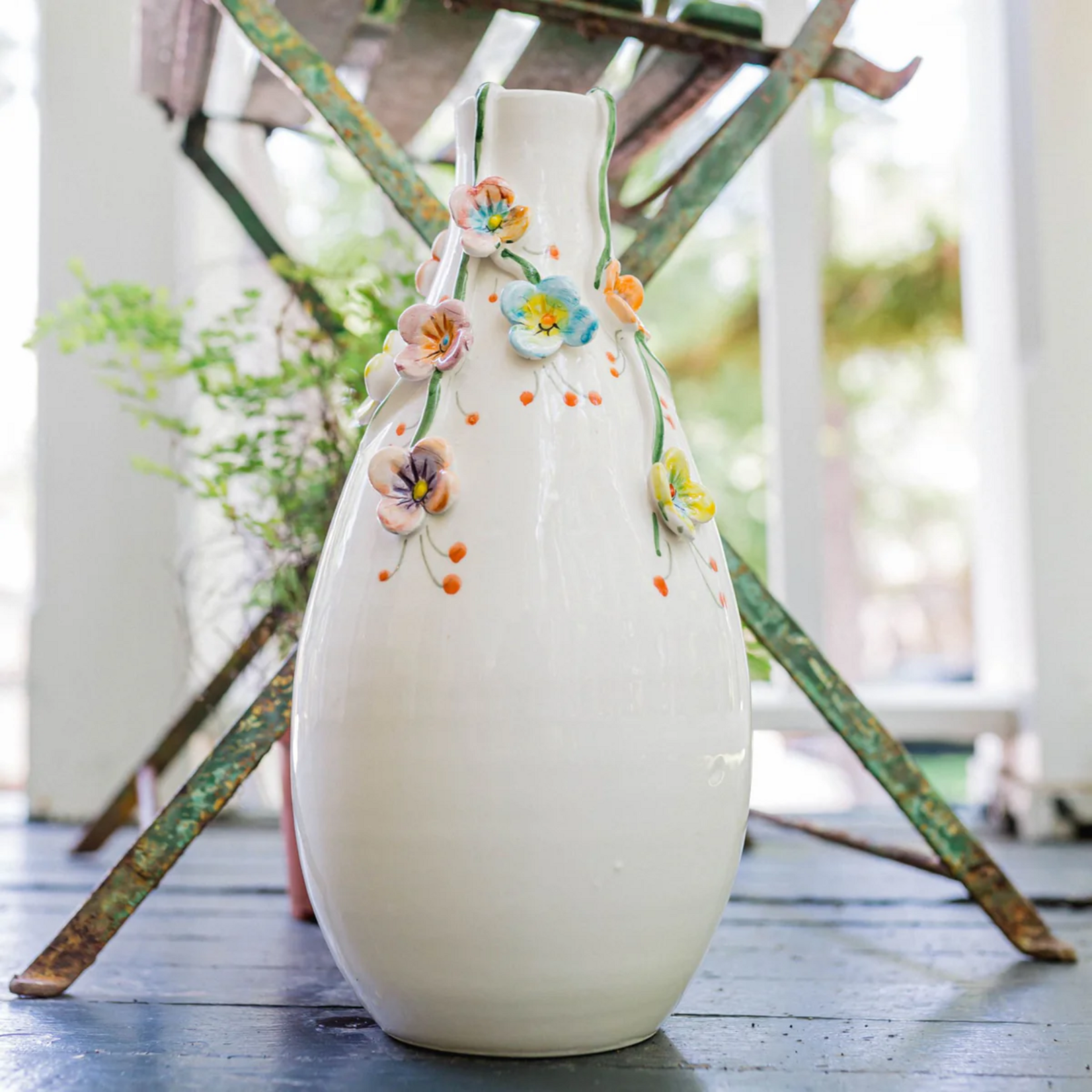 Colorful Flower Vase with Multicolored Small Flowers