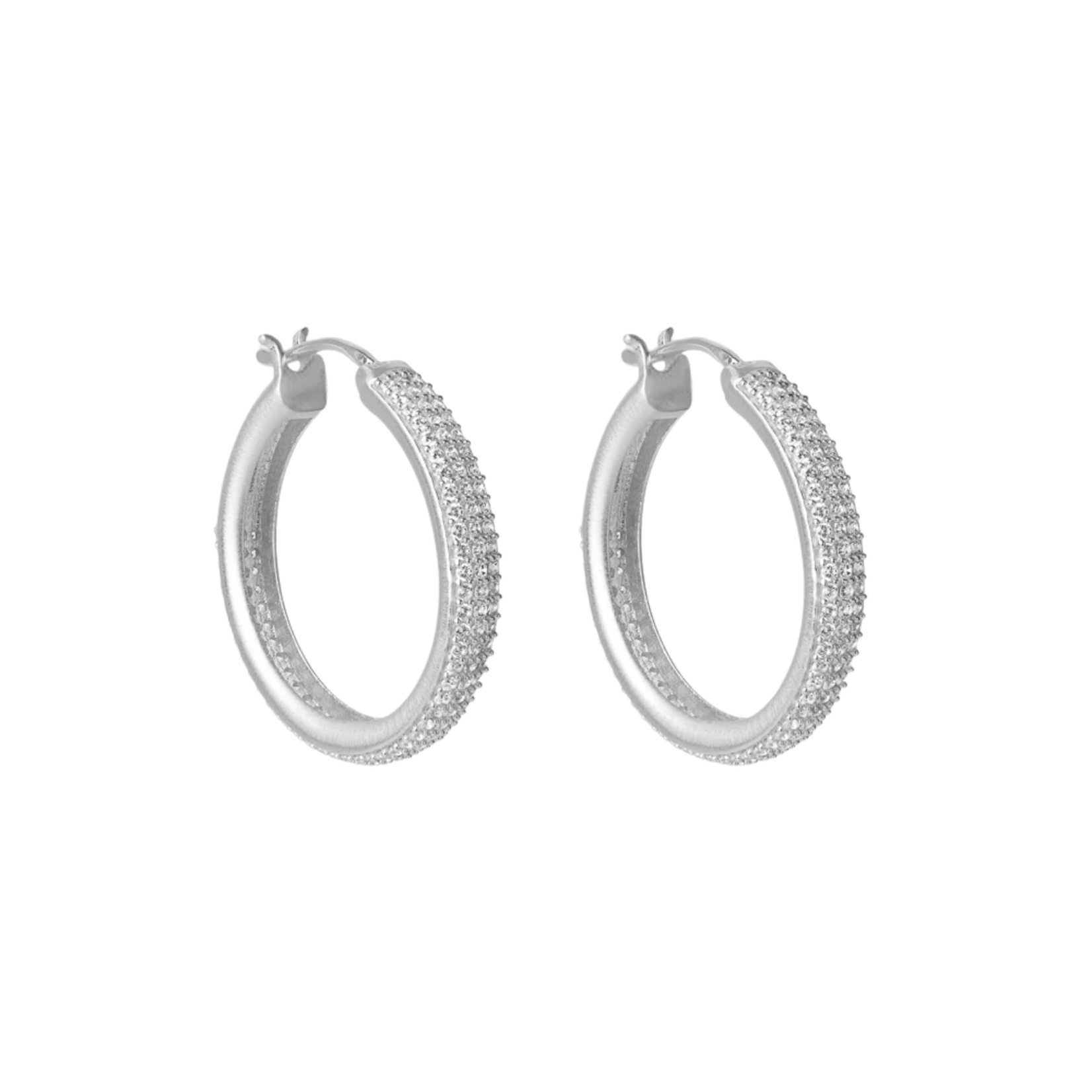 Giselle Pave Hoops Silver