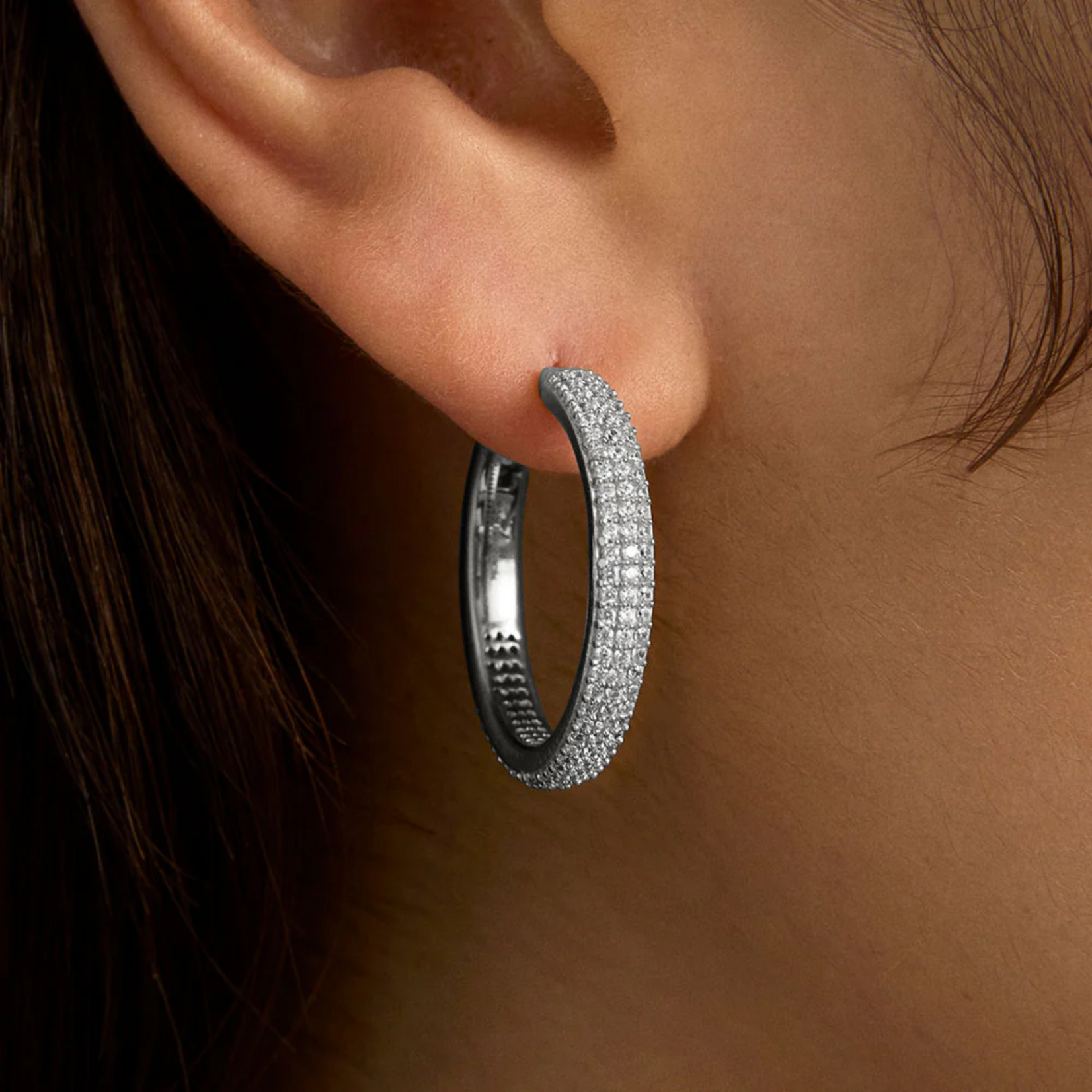 Giselle Pave Hoops Silver