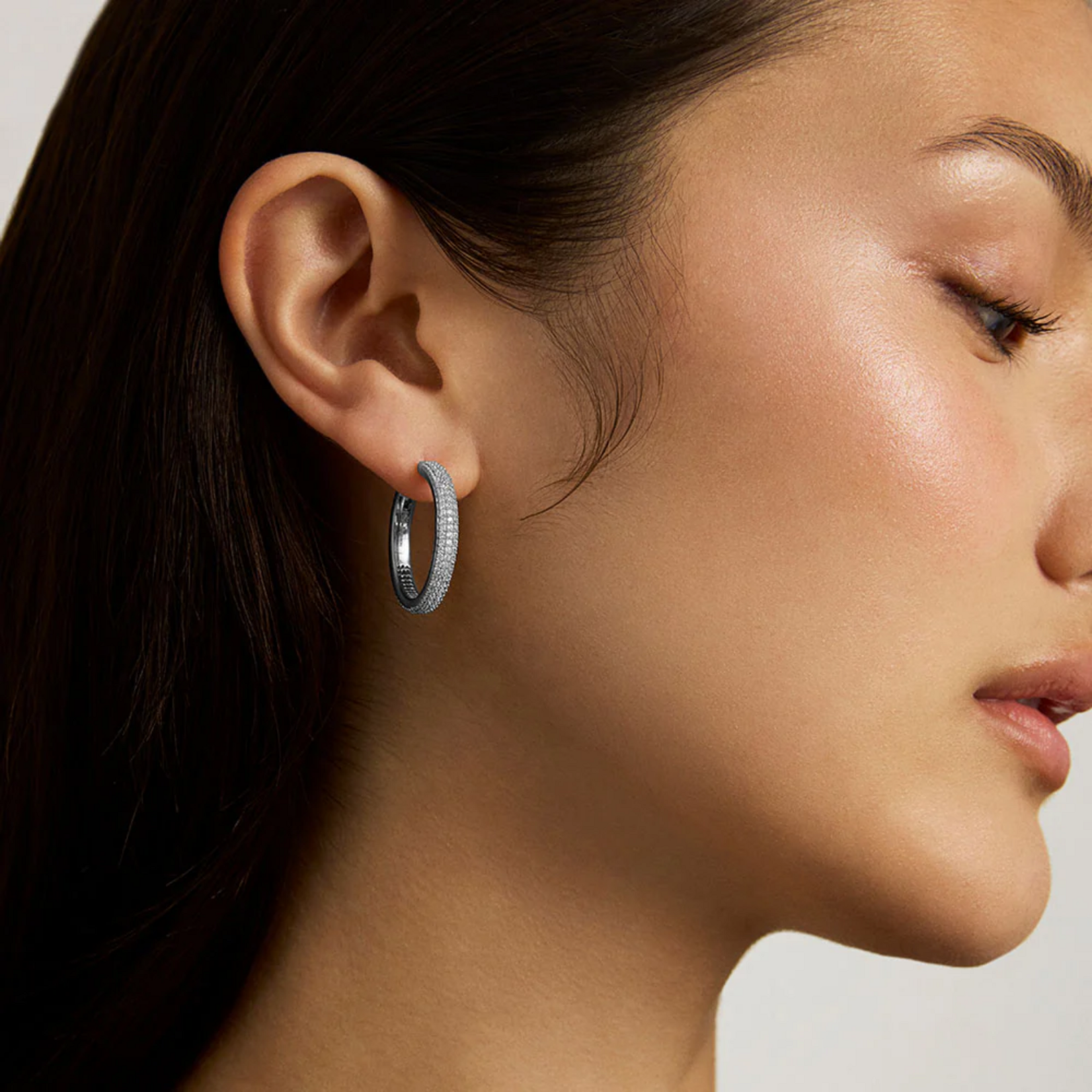 Giselle Pave Hoops Silver