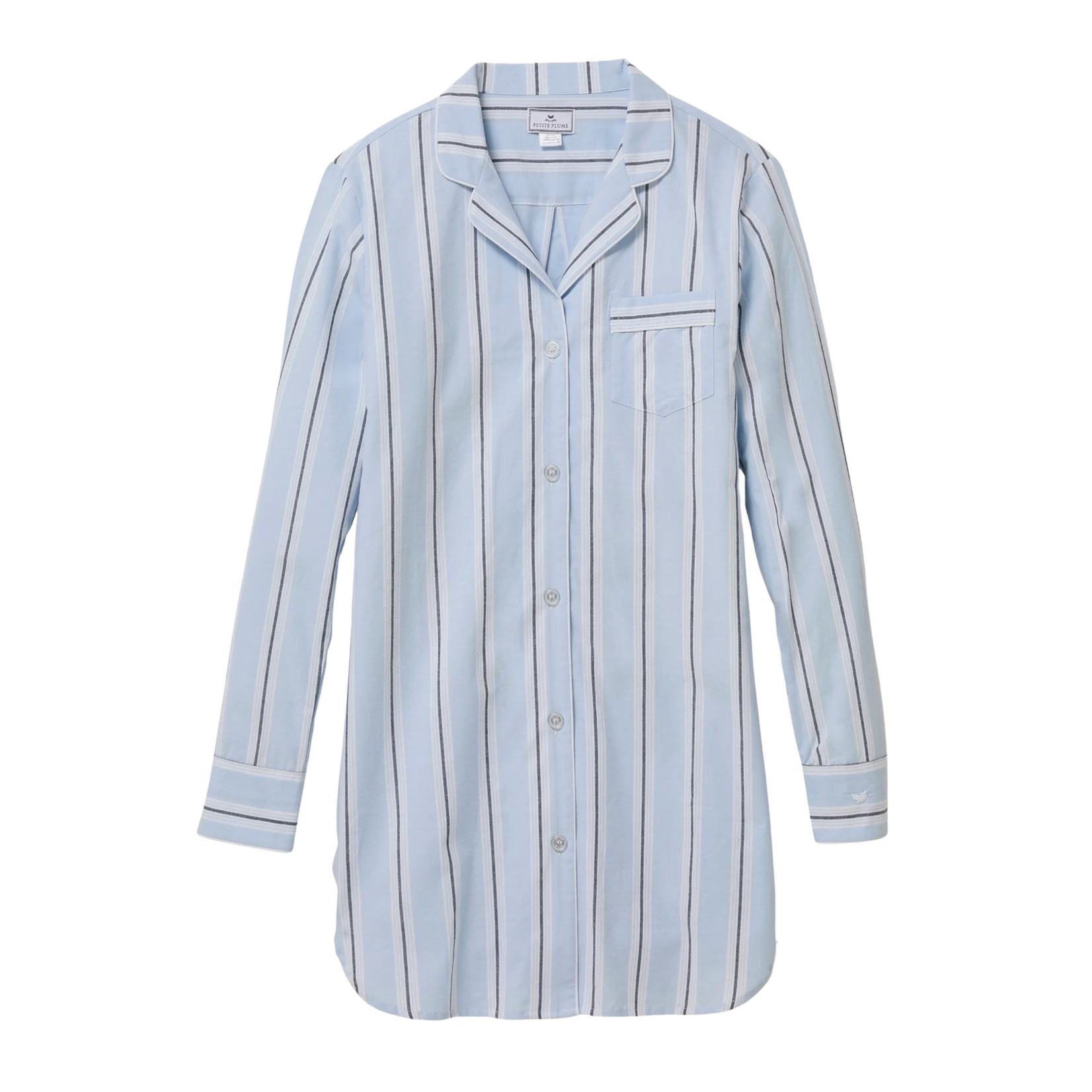 Petite Plume Womens Twill Nightshirt in Coastal Stripe