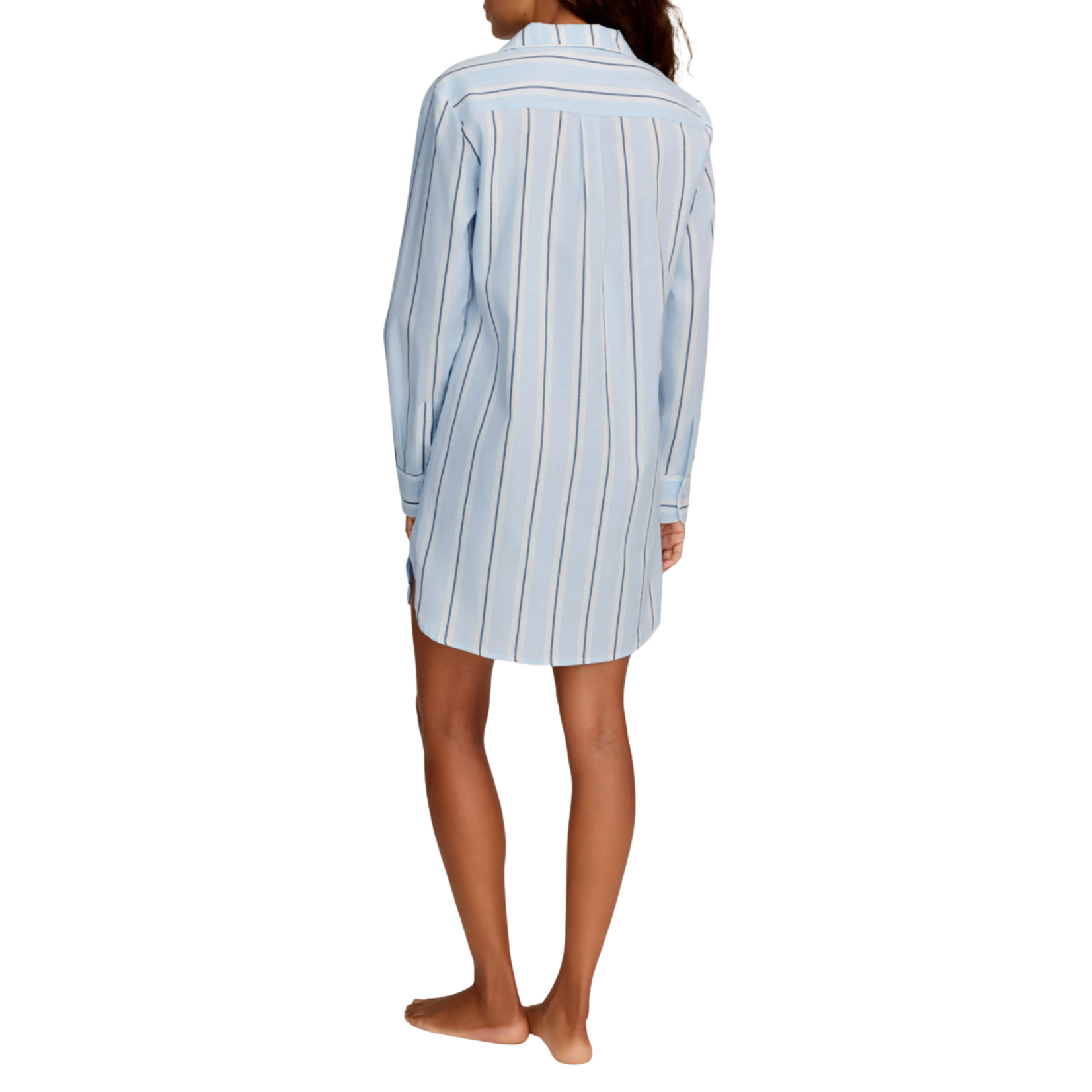 Petite Plume Womens Twill Nightshirt in Coastal Stripe