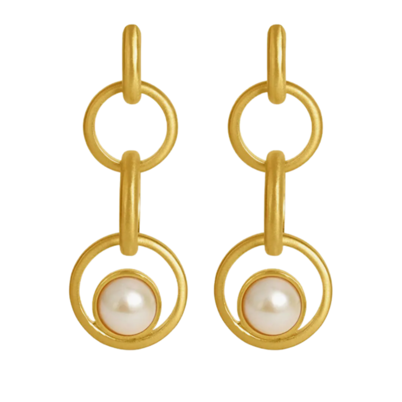 Dean Davidson Chain Drop Earrings Gold Pearl
