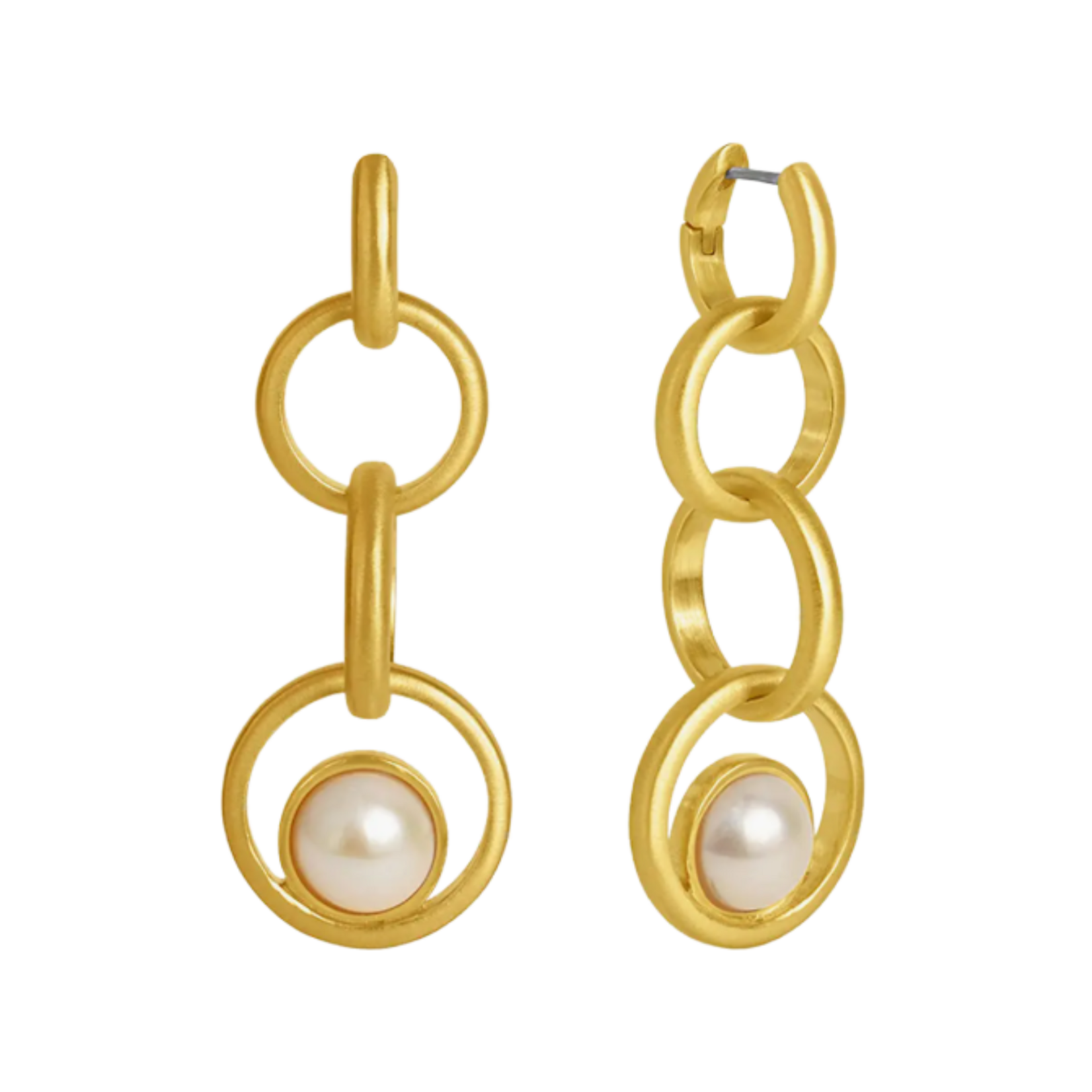 Dean Davidson Chain Drop Earrings Gold Pearl