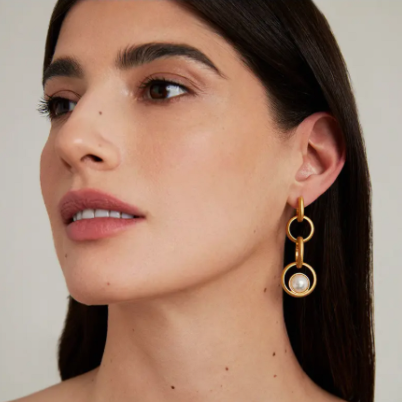 Dean Davidson Chain Drop Earrings Gold Pearl