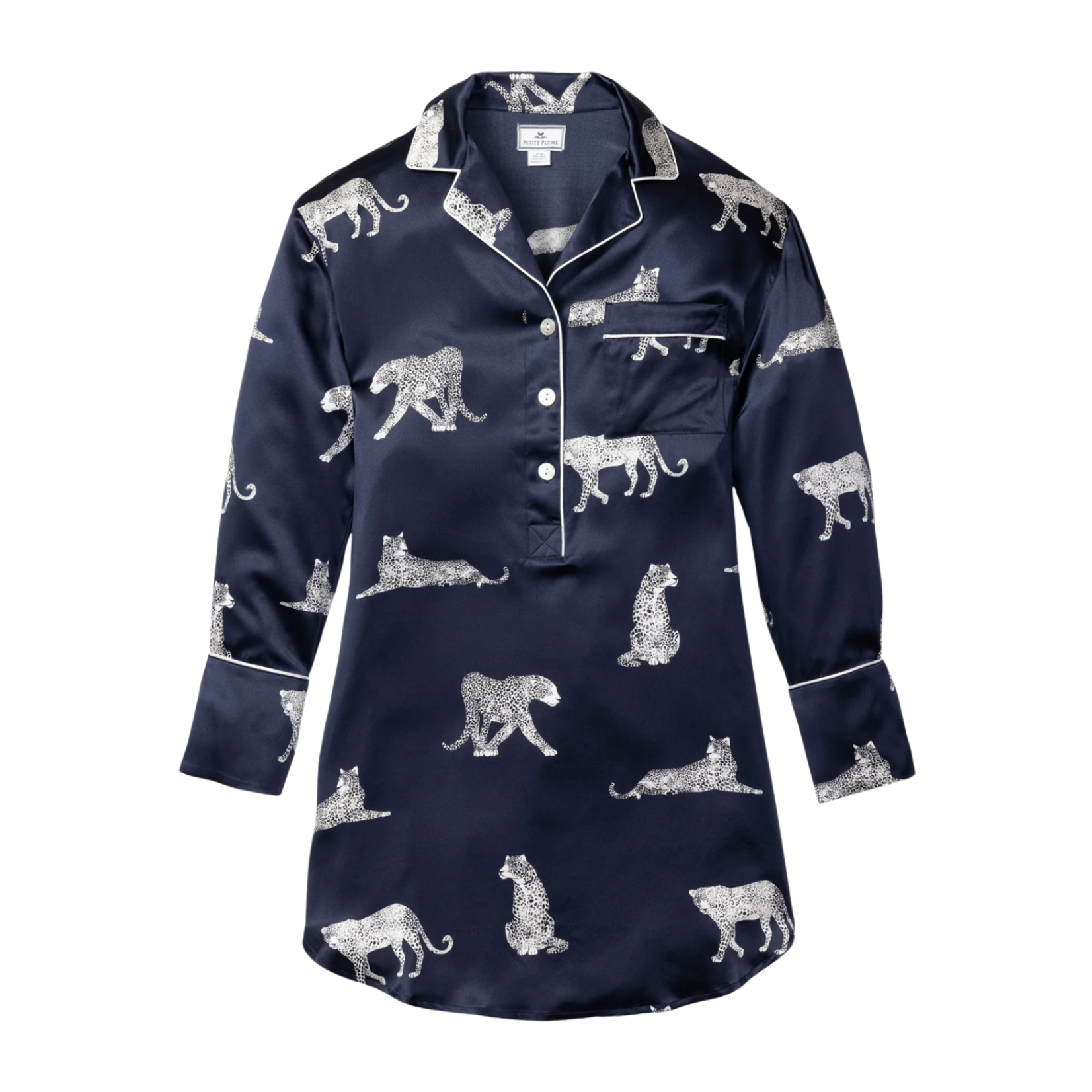 Women's Silk Nightshirt in Panthere de Nuit