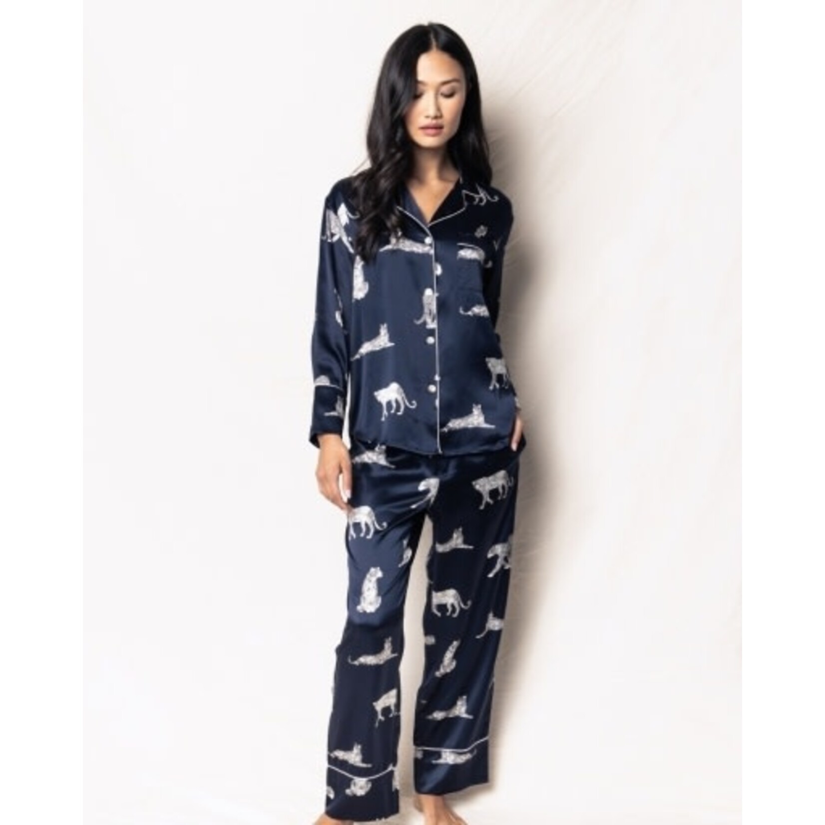 Mulberry Silk Pajama Set in Panthere de Nuit