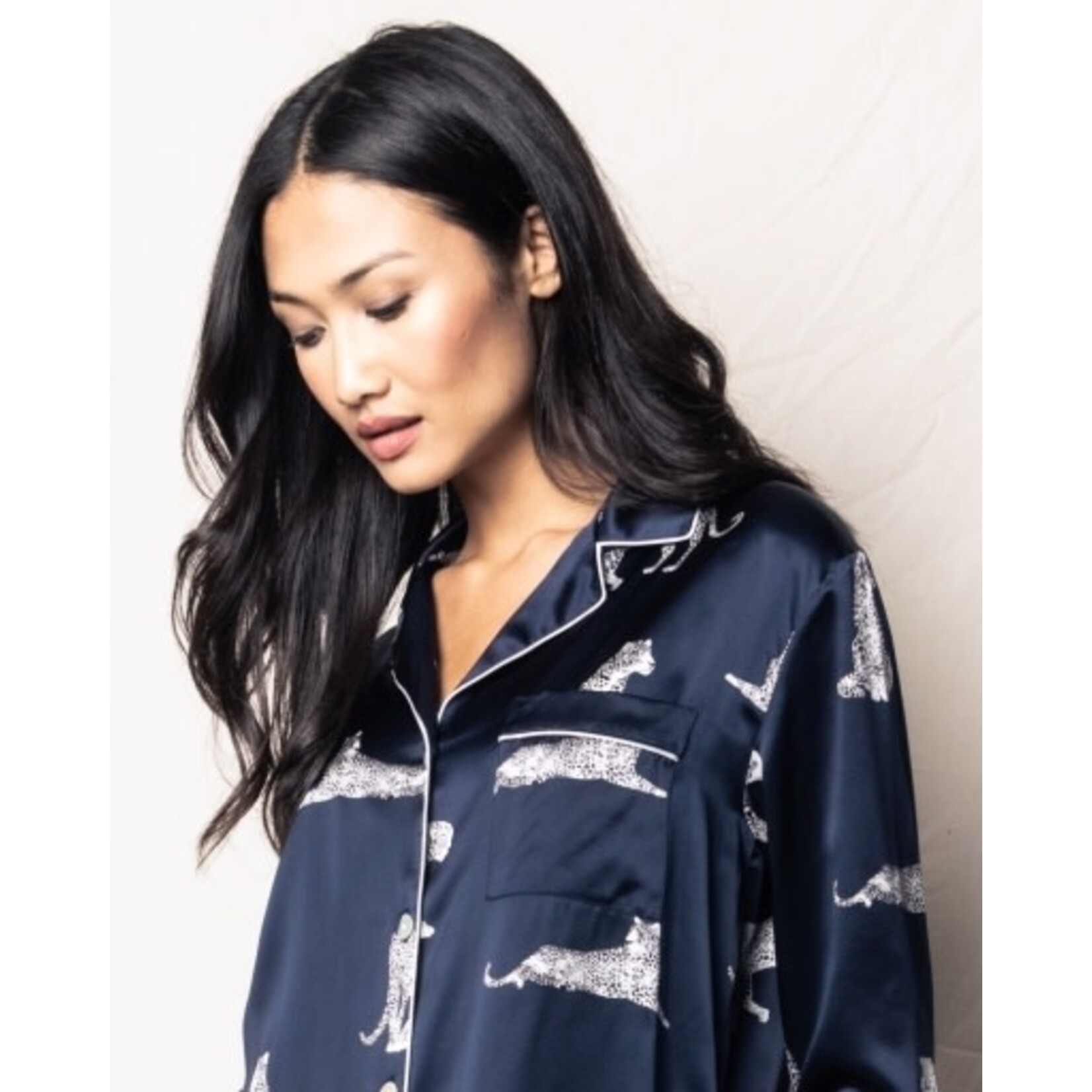 Mulberry Silk Pajama Set in Panthere de Nuit
