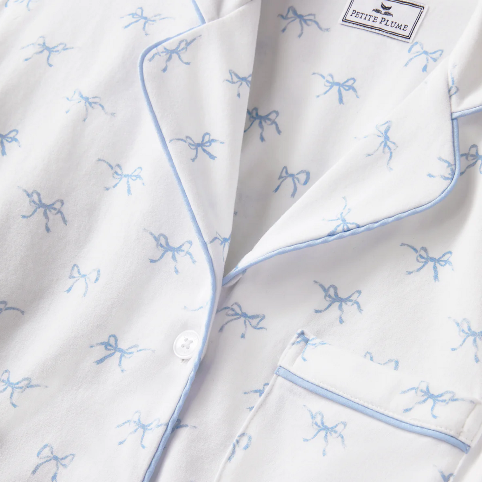 Pima Cotton PJ Set in Something Blue Bows