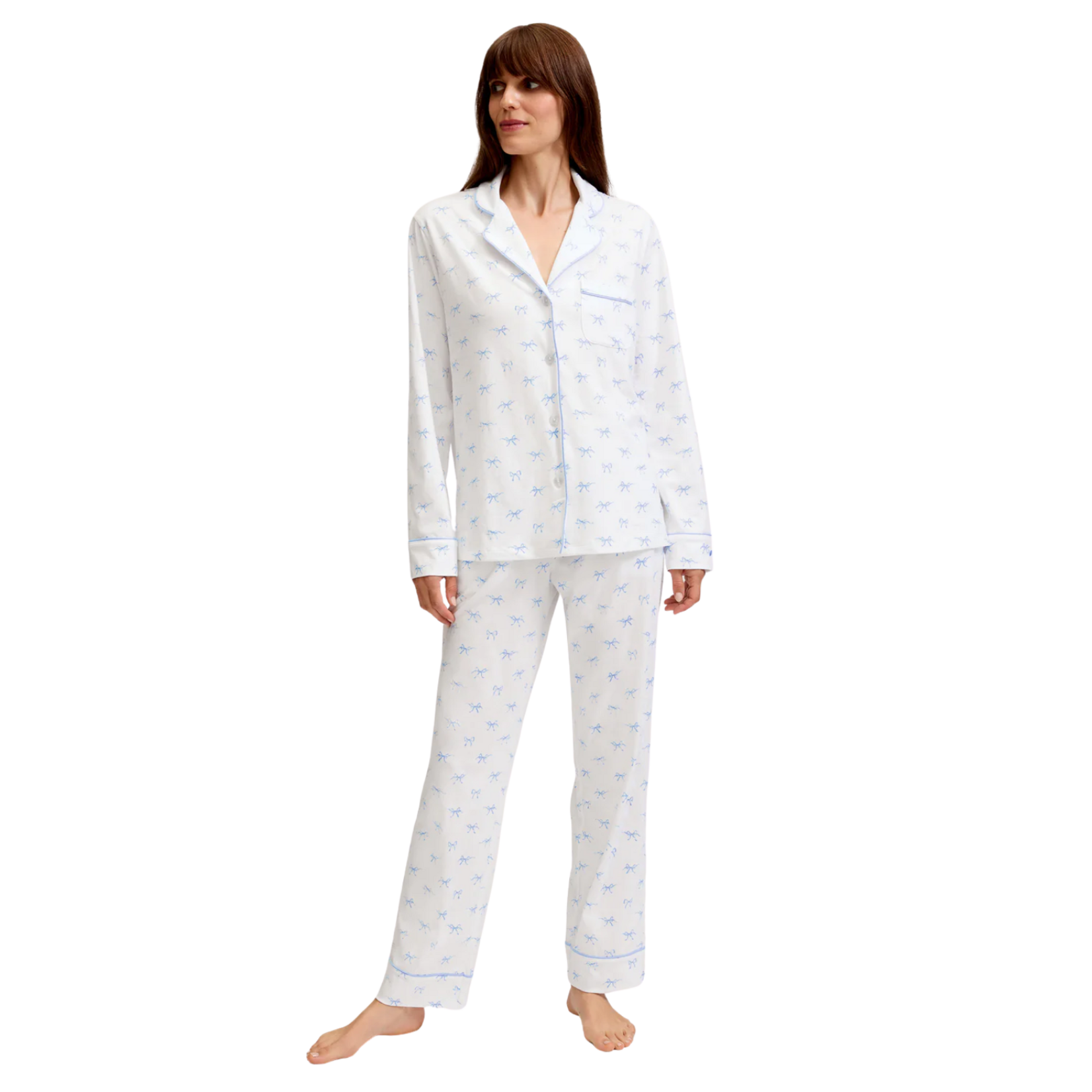 Pima Cotton PJ Set in Something Blue Bows