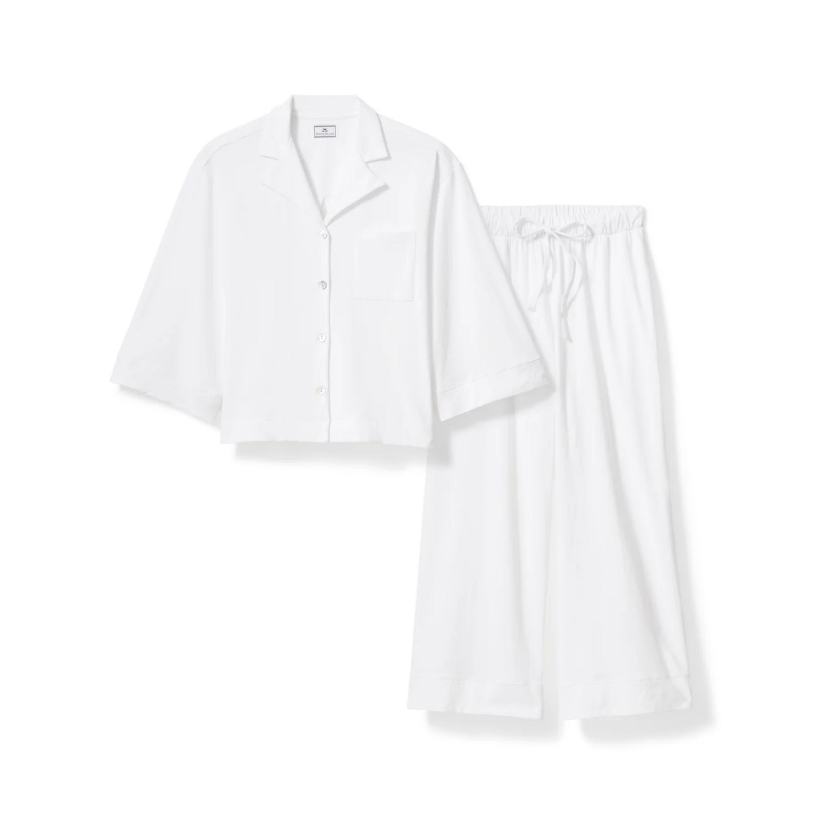 Women's Olivia Wide Leg Pajama Set in White