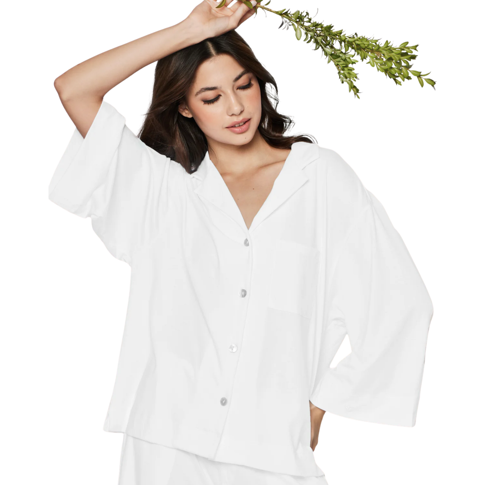 Women's Olivia Wide Leg Pajama Set in White