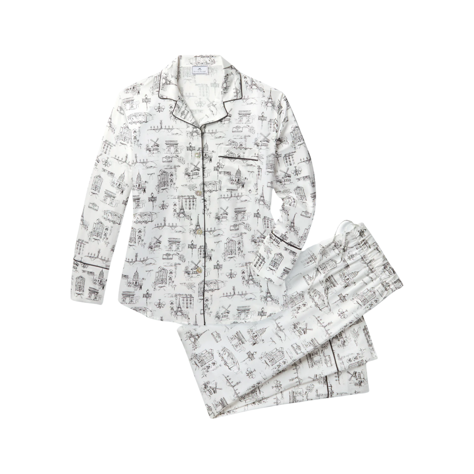 Women's Silk Pajama in Parisian Toile