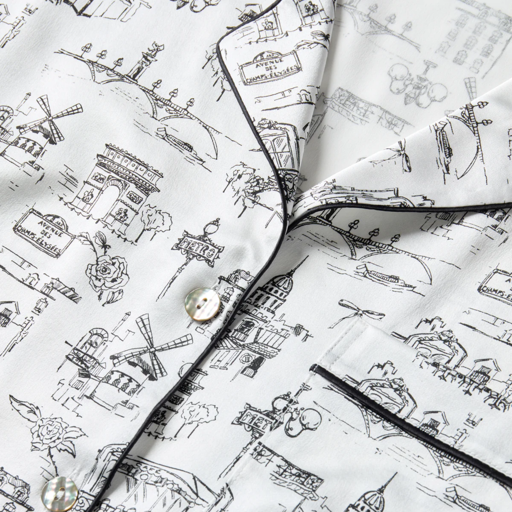 Women's Silk Pajama in Parisian Toile