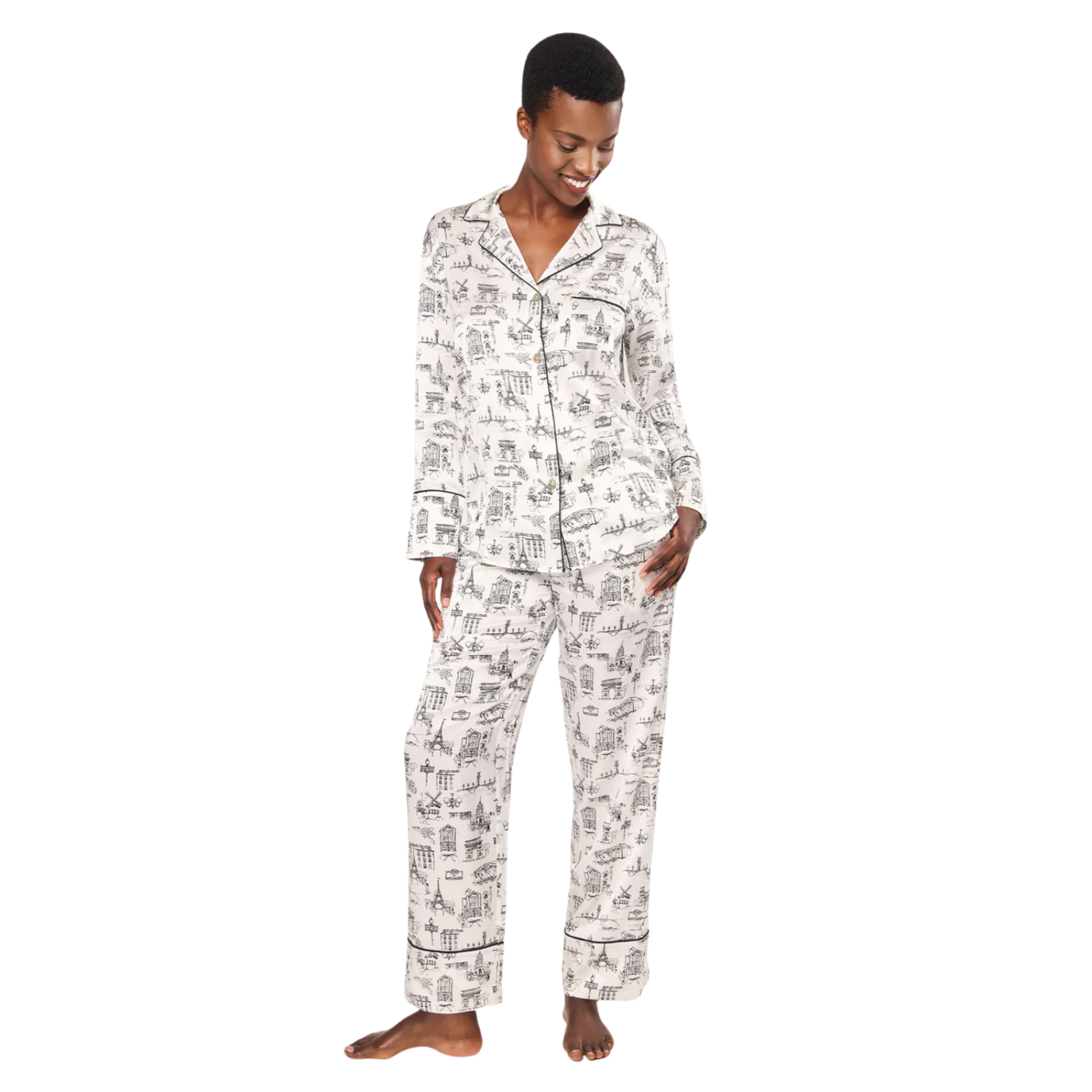 Women's Silk Pajama in Parisian Toile