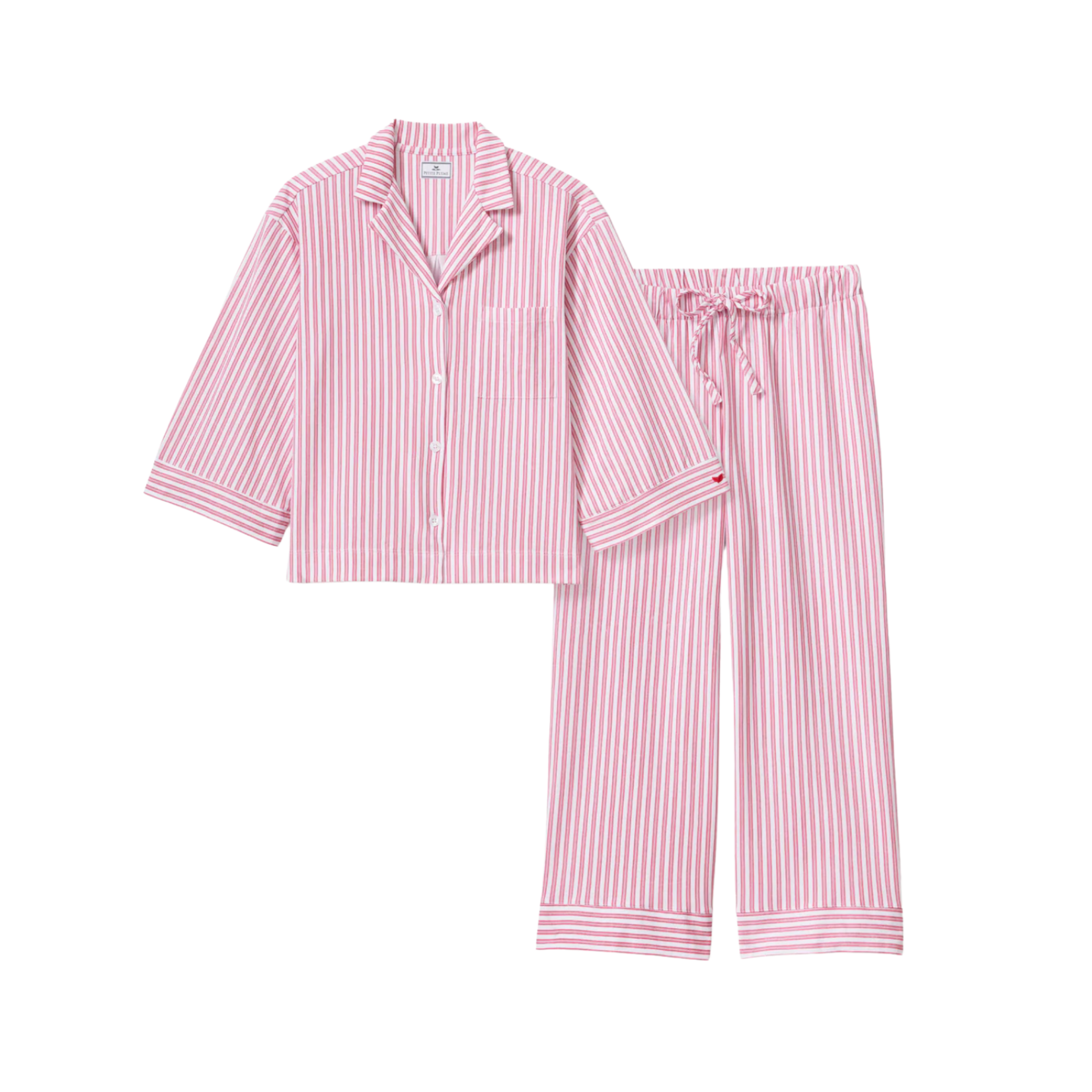 Women's Pima Olivia Wide Leg Pajama Set in Antique Red Ticking