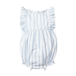 Twill Ruffled Romper Periwinkle Stripe