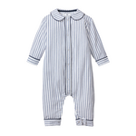 Twill Cambridge Romper Navy French Ticking