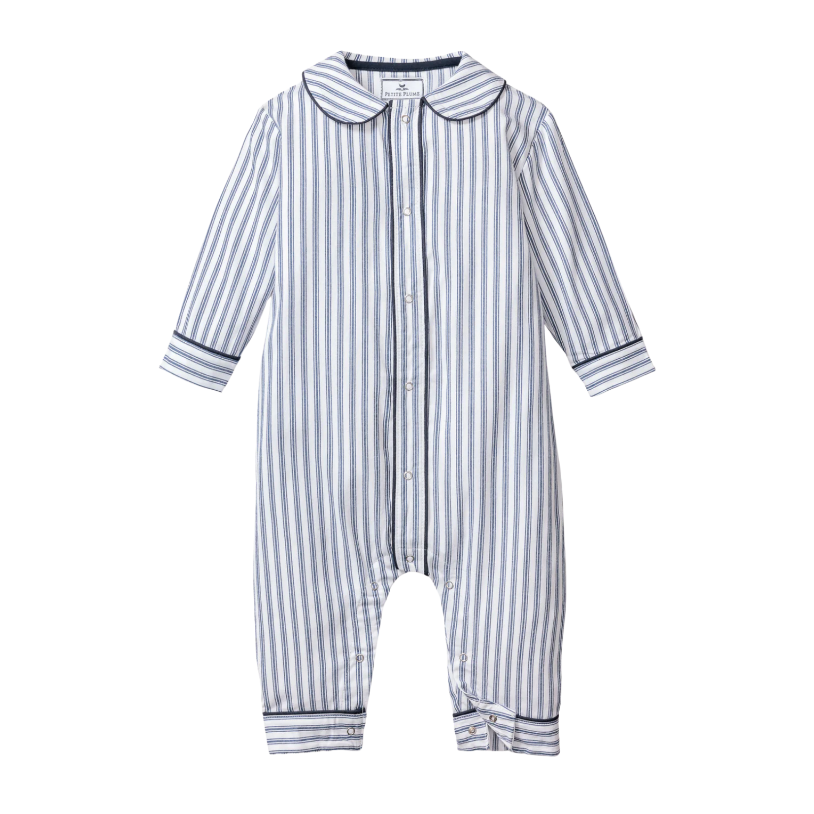 Twill Cambridge Romper Navy French Ticking