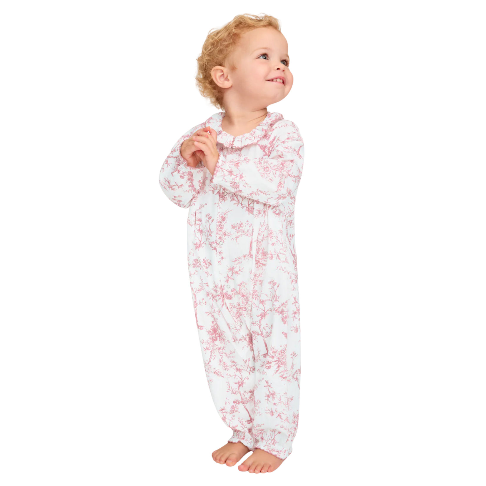 Twill Madeline Romper Pink Timeless Toile