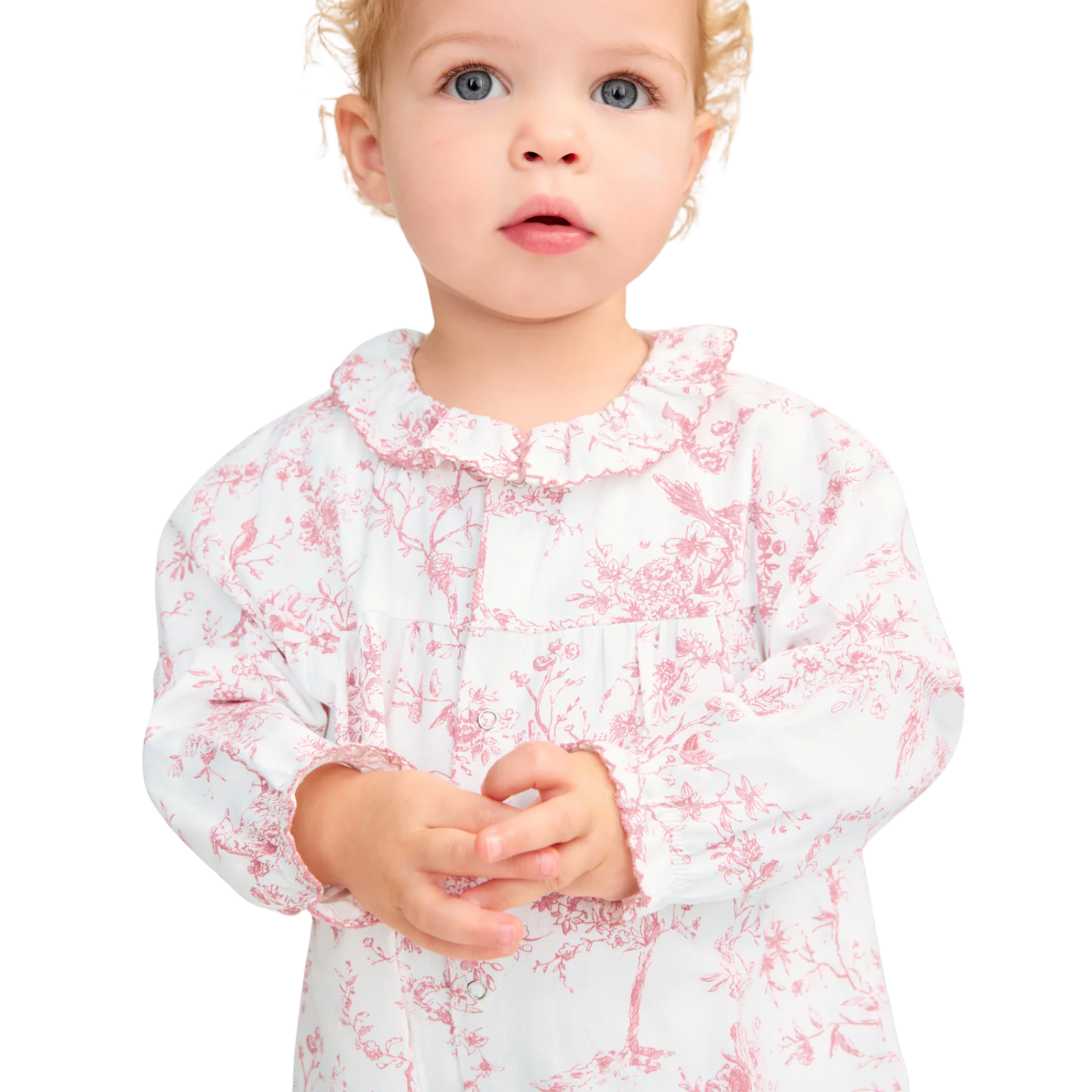 Twill Madeline Romper Pink Timeless Toile