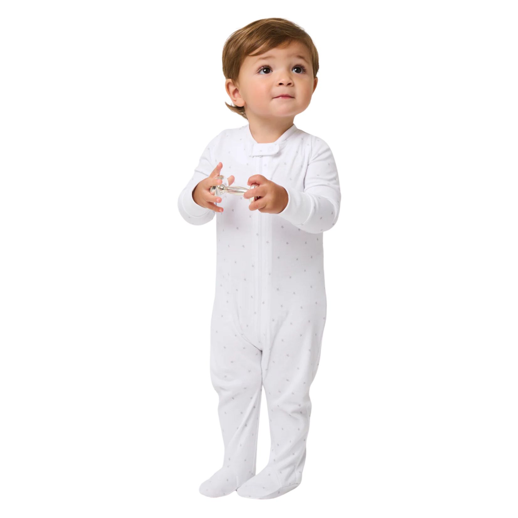 Pima Snug Fit Romper Gray Stars