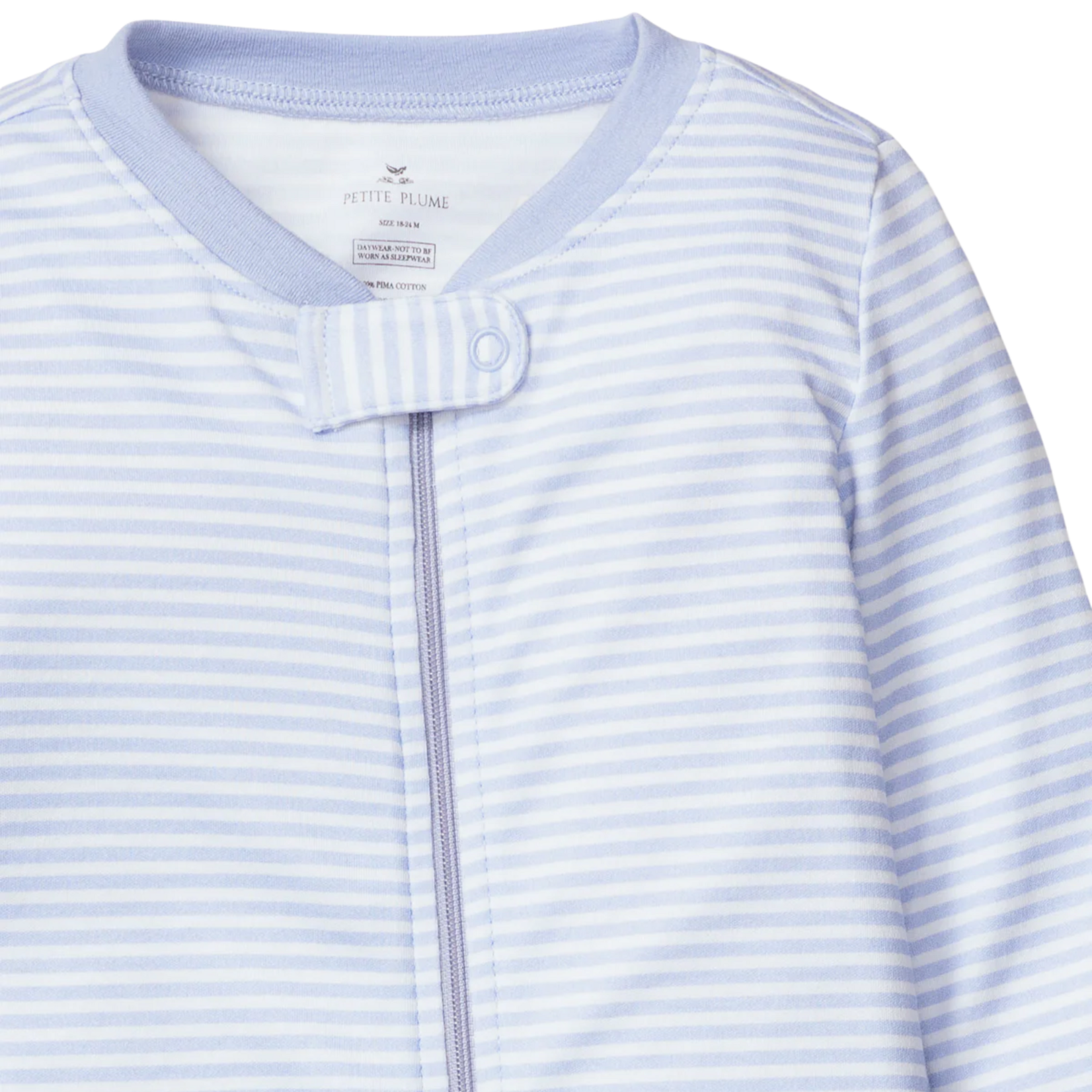 Pima Snug Fit Romper in Blue Stripes