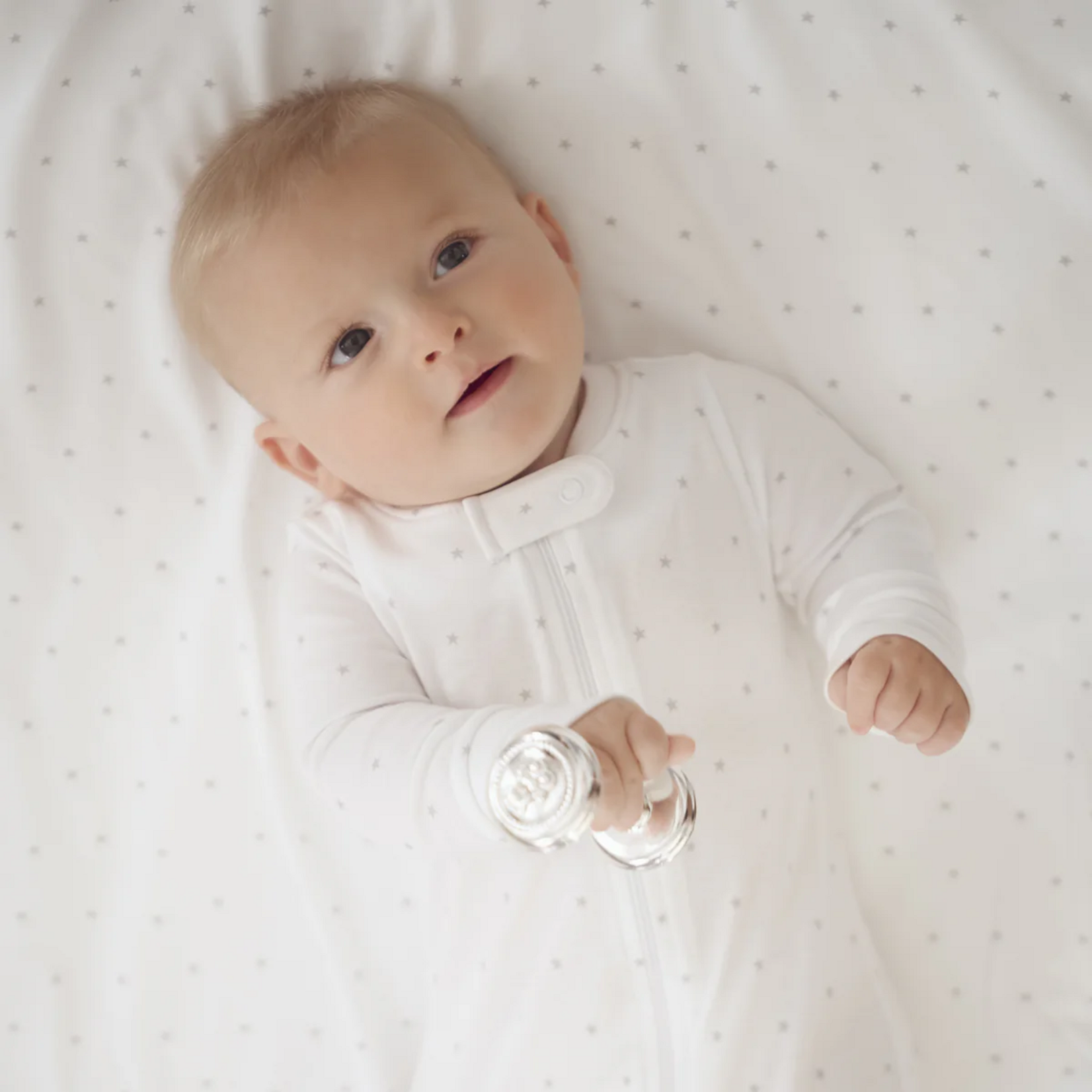Pima Baby Blanket in Grey Stars