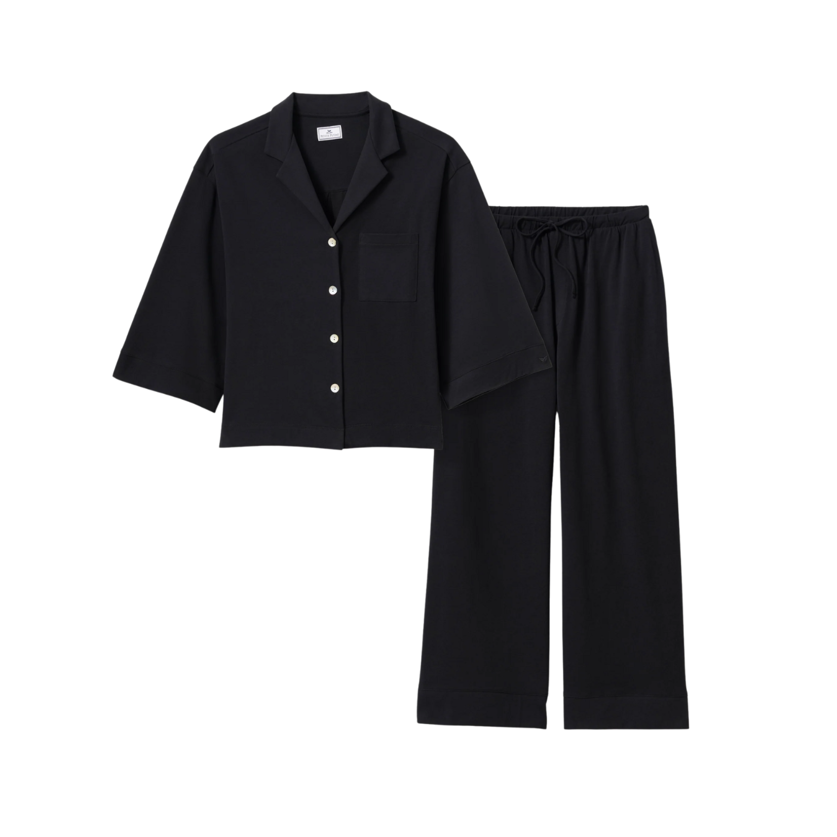 Women's Olivia Wide Leg Pajama Set in Black