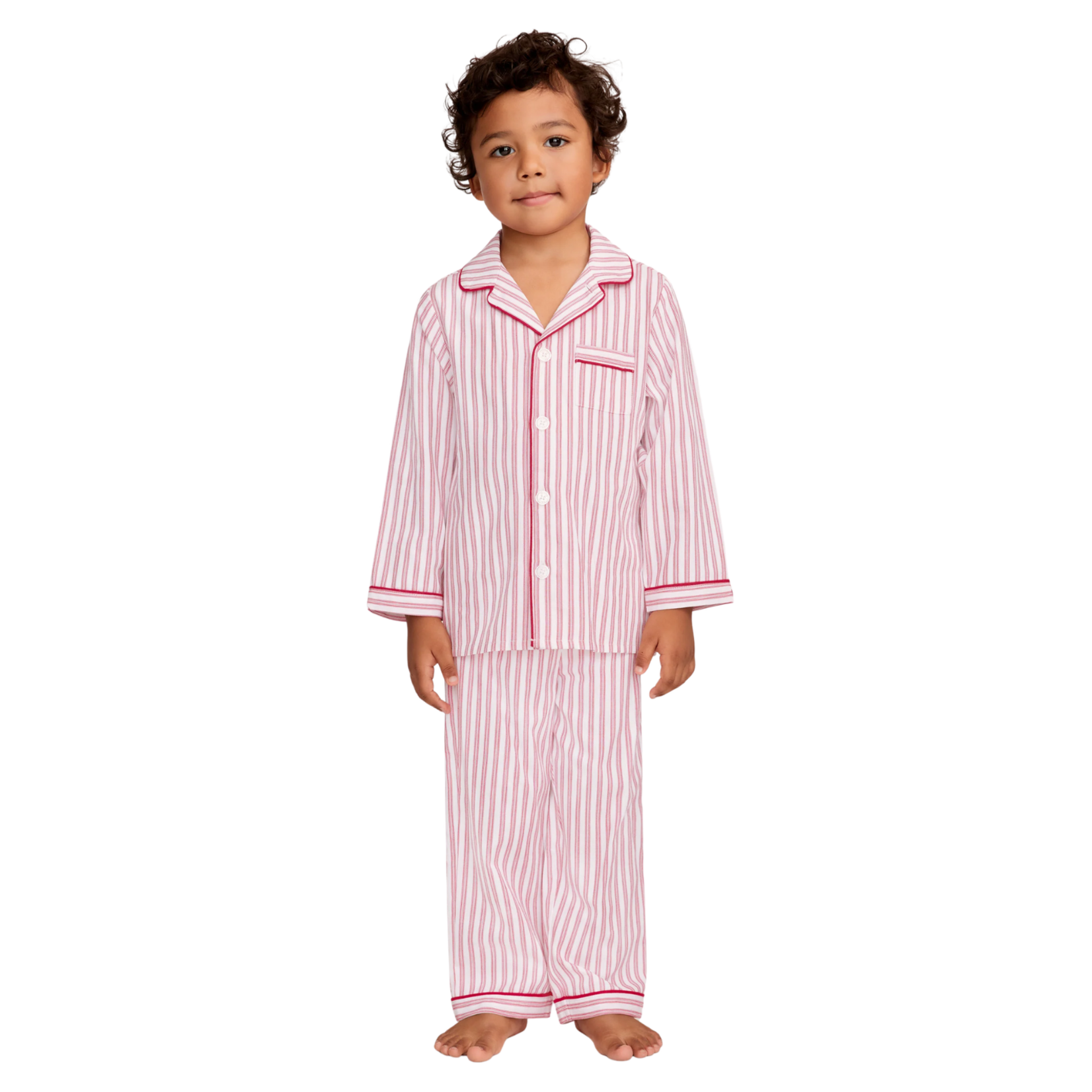 Kid's Twill Pajama Set in Antique Red Ticking