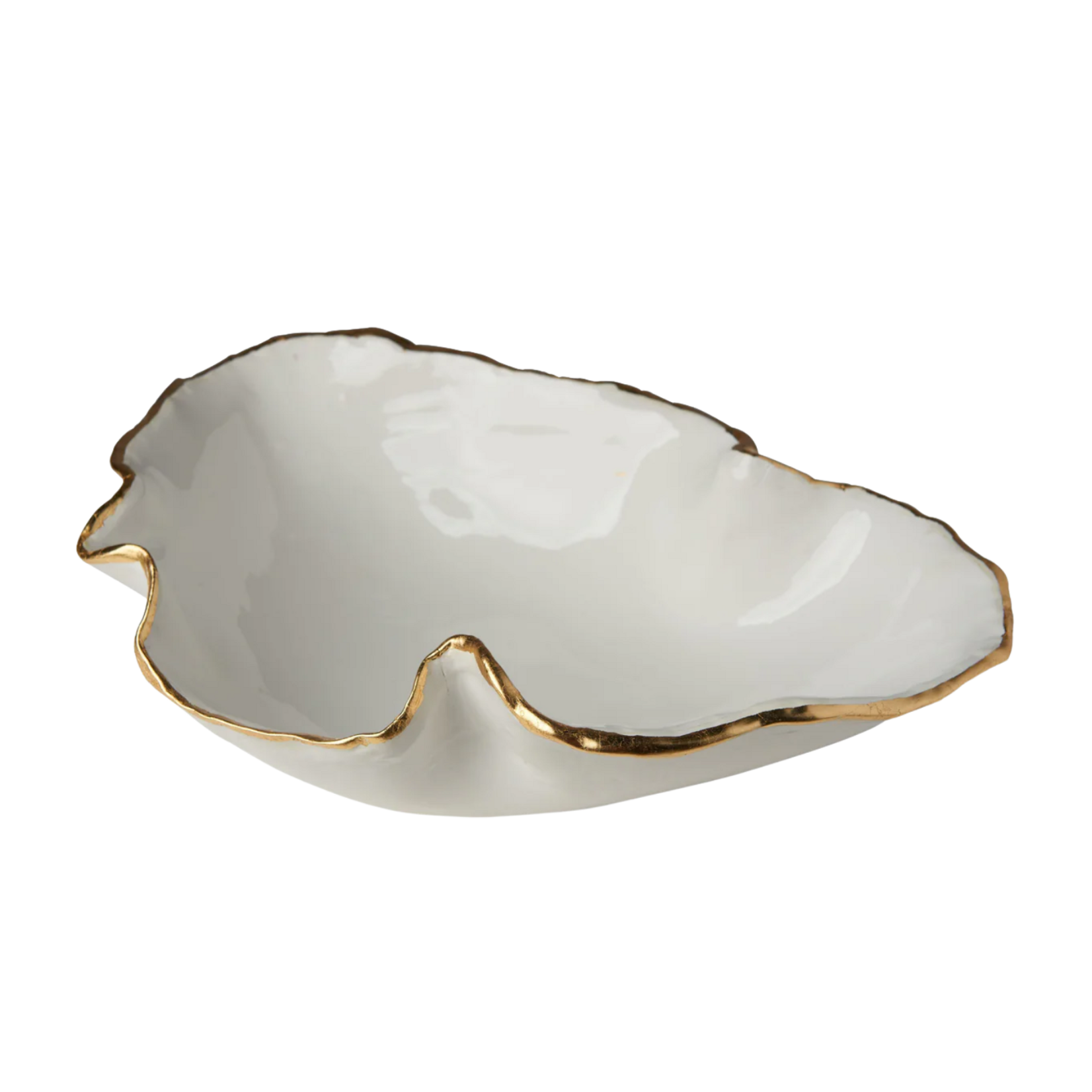 Atelier Free Form Bowl White with Gold Large