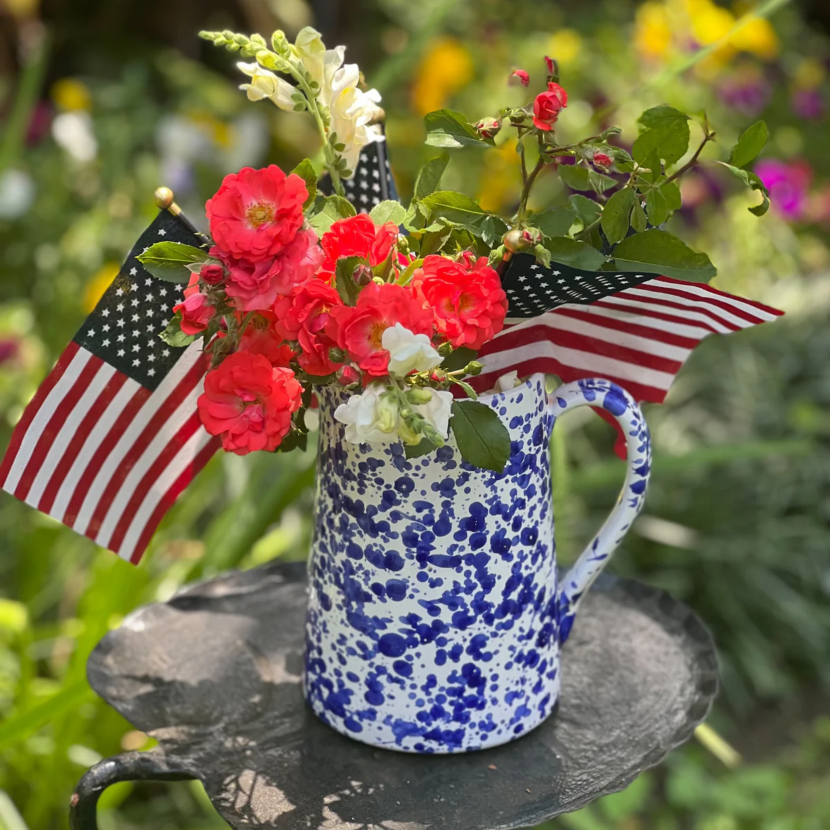 Taverna Speckled Pitcher Cobalt & White