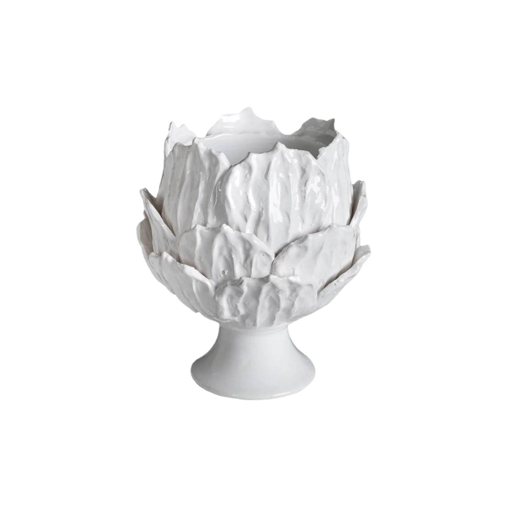 Foliage Footed Cachepot White