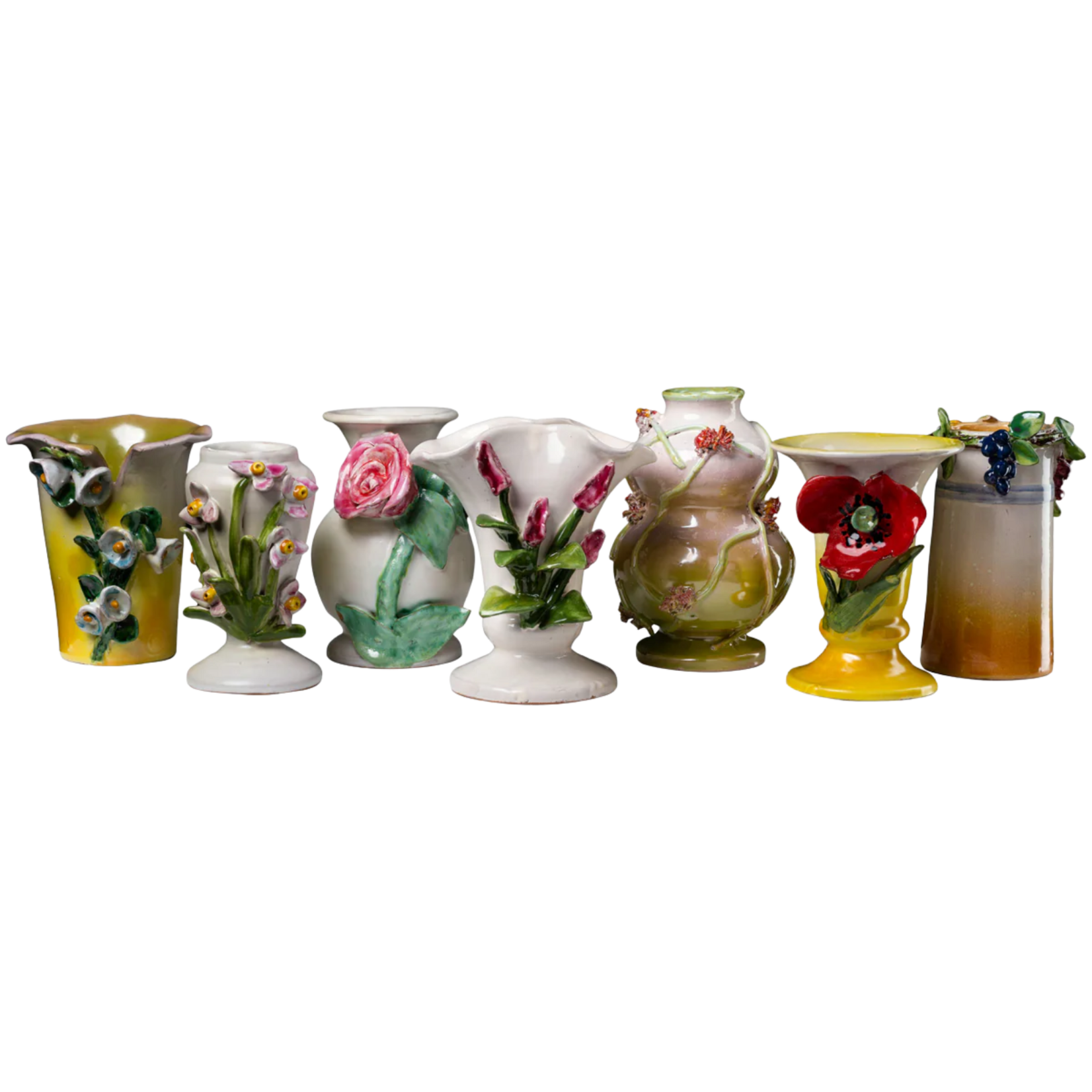 Small White Vase with Pink and Yellow Flowers