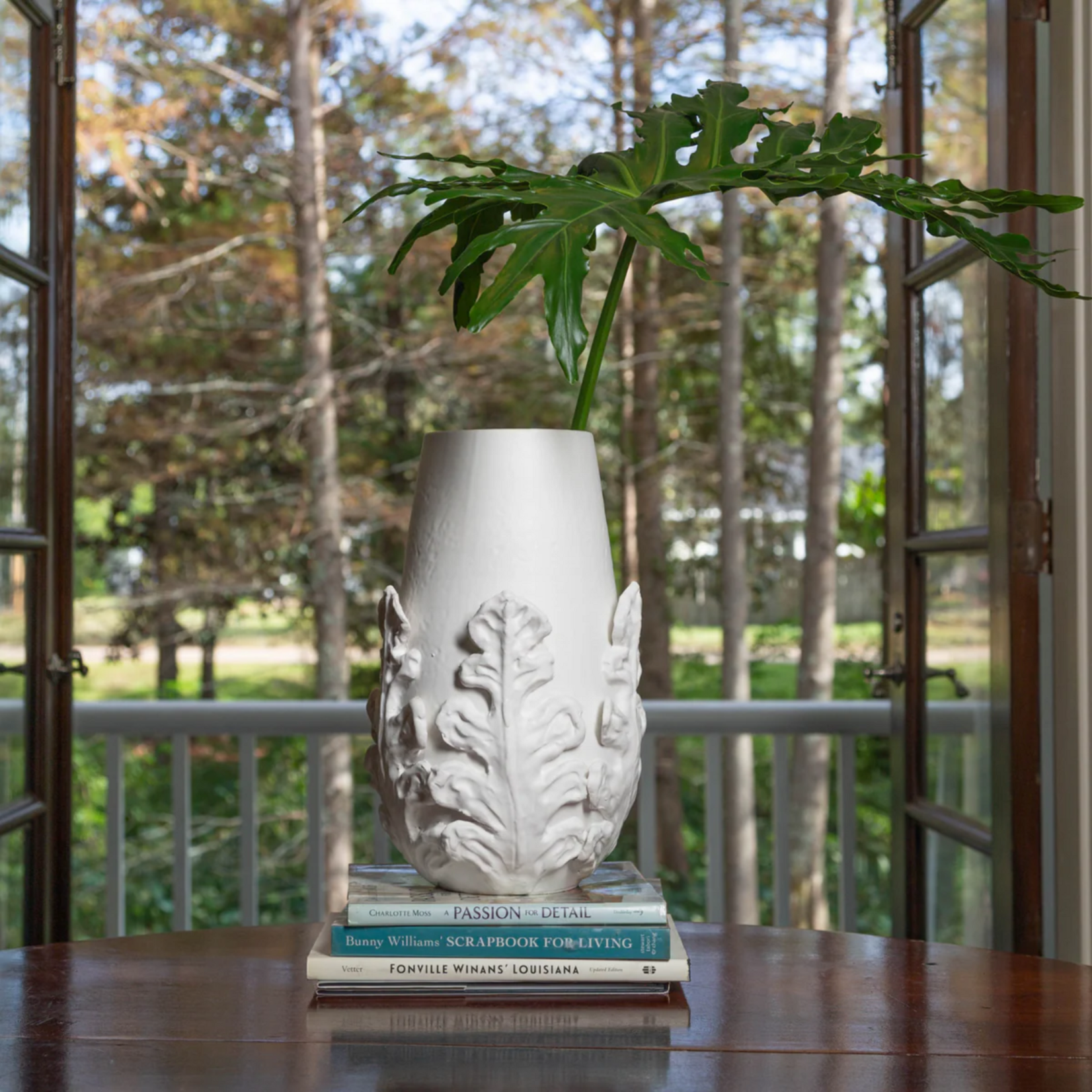 Abigails Abigails Greco Tall Vase White Leaves