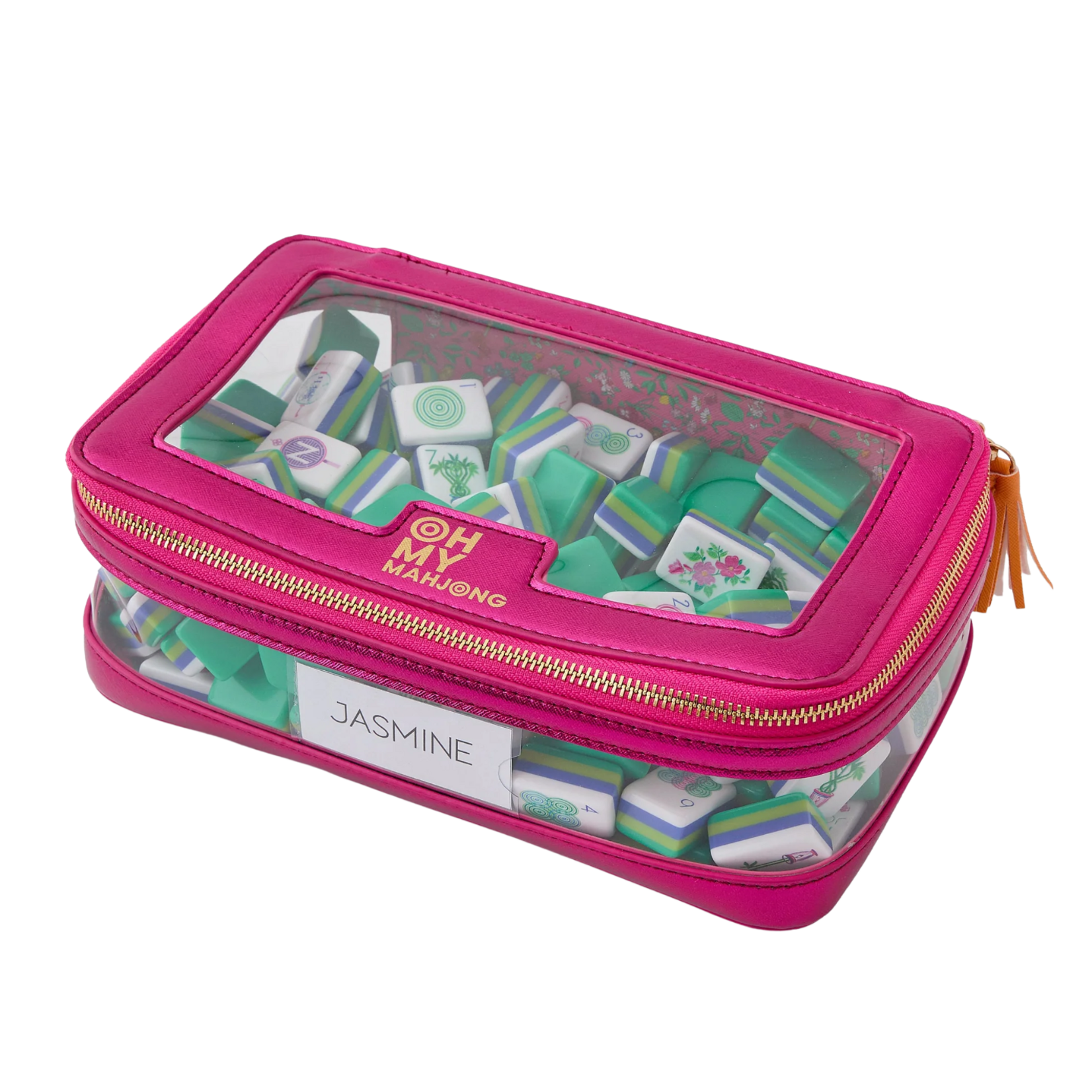 Oh My Mahjong Metallic Pink Tile Storage Bag