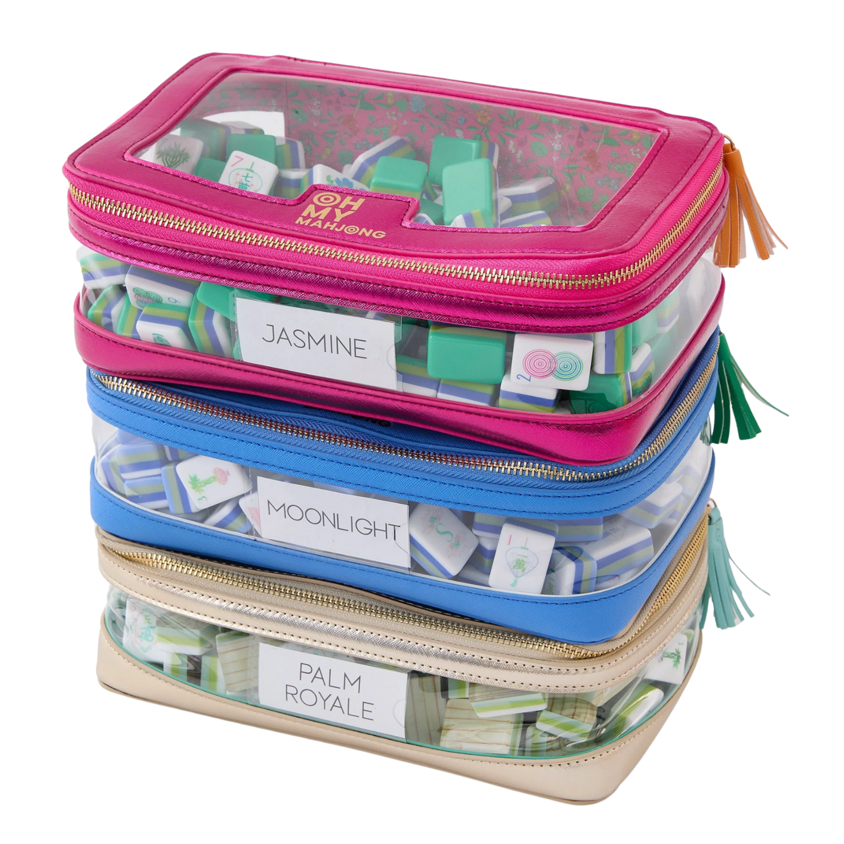 Oh My Mahjong Metallic Pink Tile Storage Bag