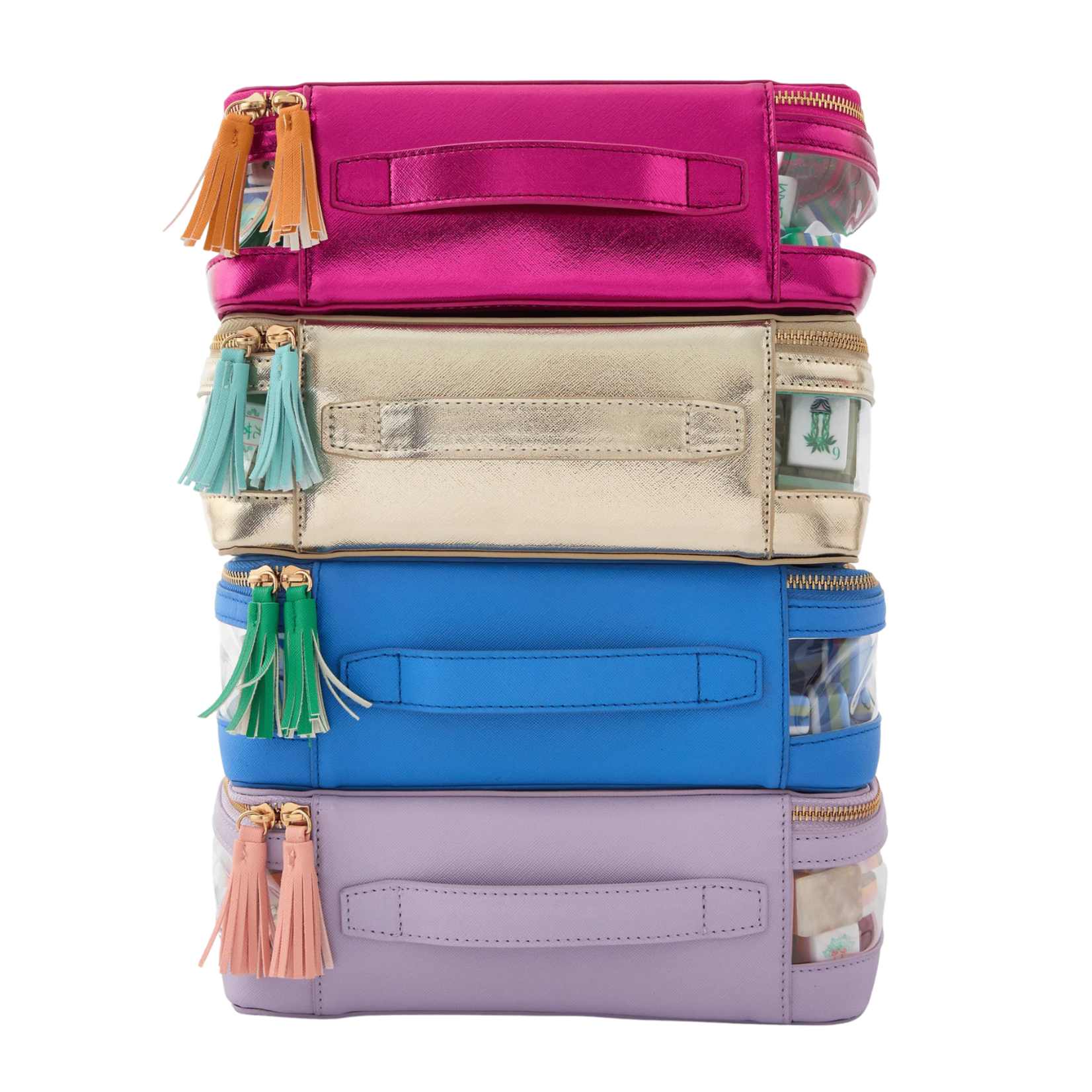 Oh My Mahjong Metallic Pink Tile Storage Bag