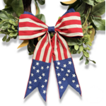 Red Natural Stripe Blue Stars Bow