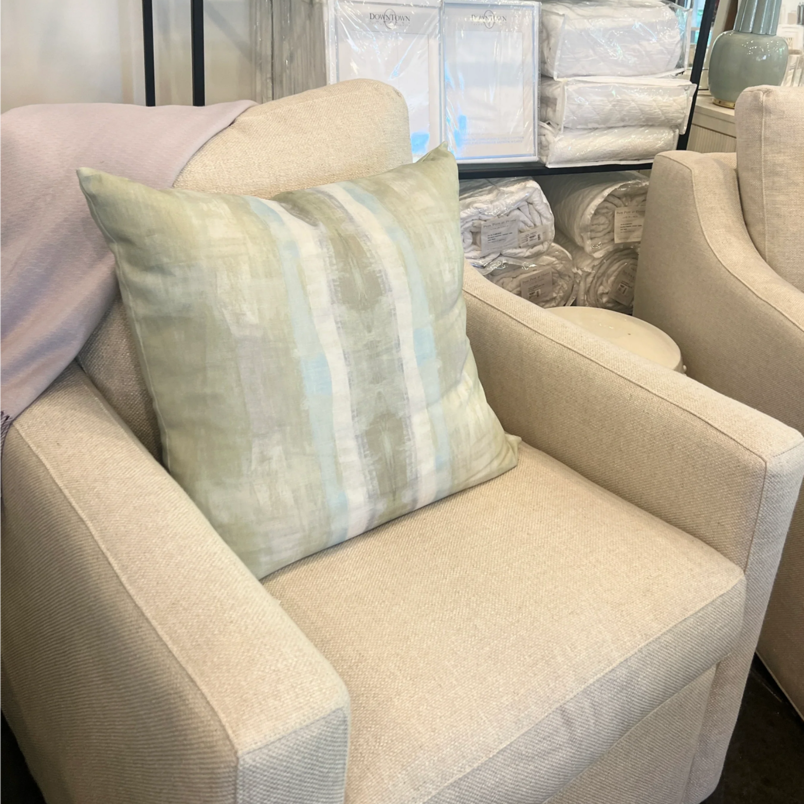 Venetian Stripe Moss Luxury Pillow