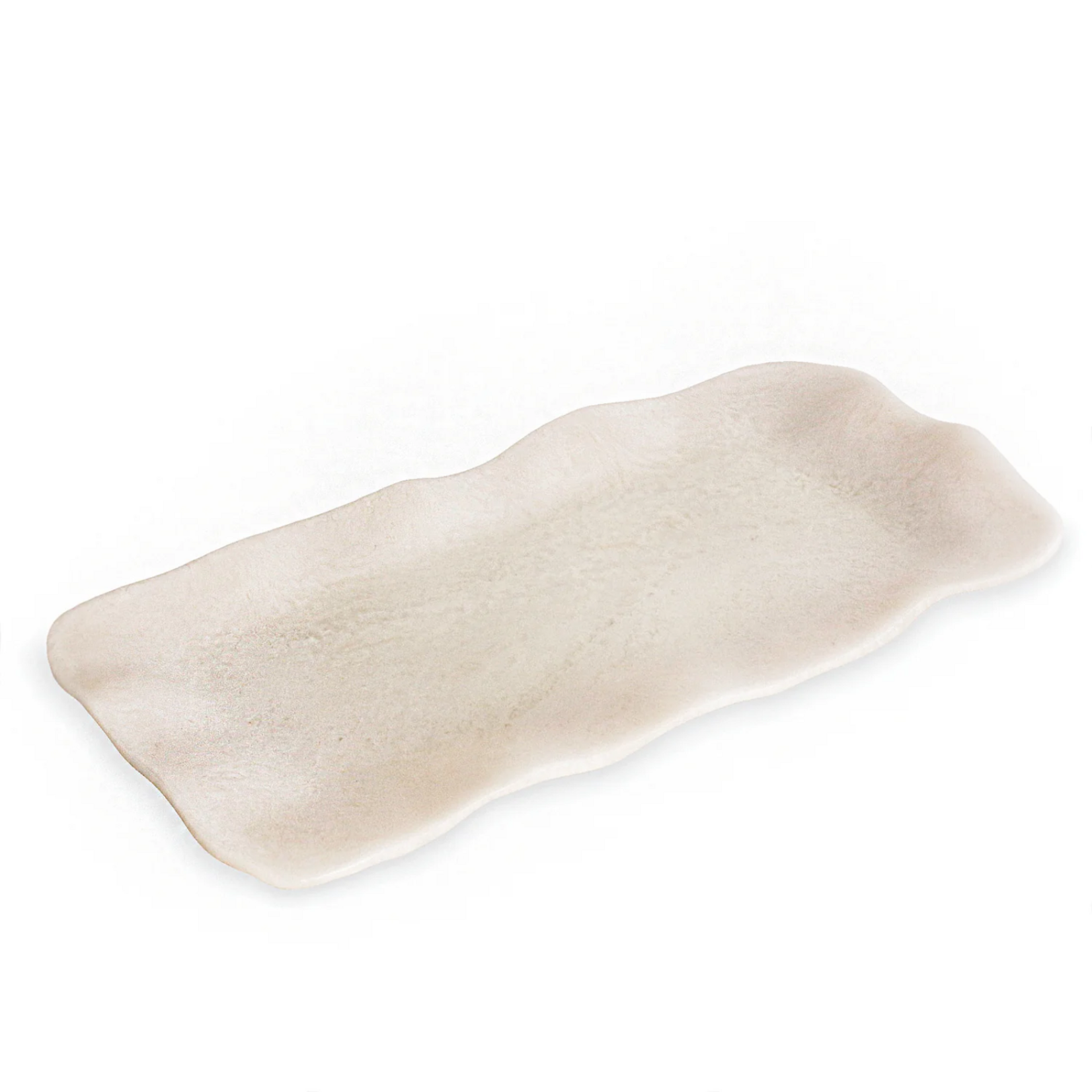 Beatriz Ball Resin Alabaster Long Rectangle Tray White Swirl