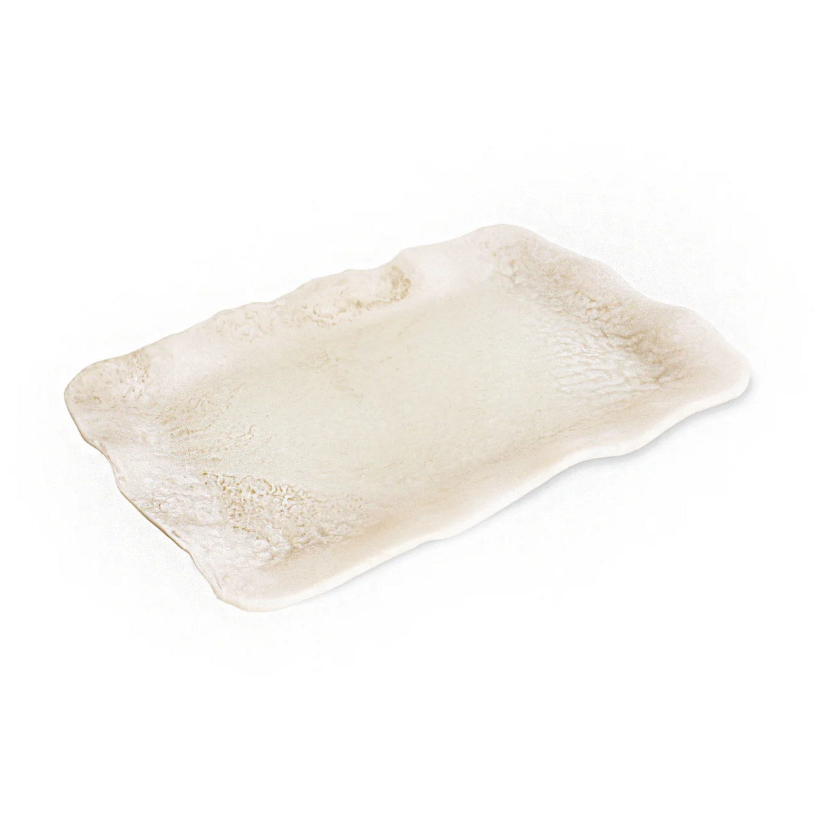 RESIN Alabaster Extra Large Rectangular Tray White Swirl